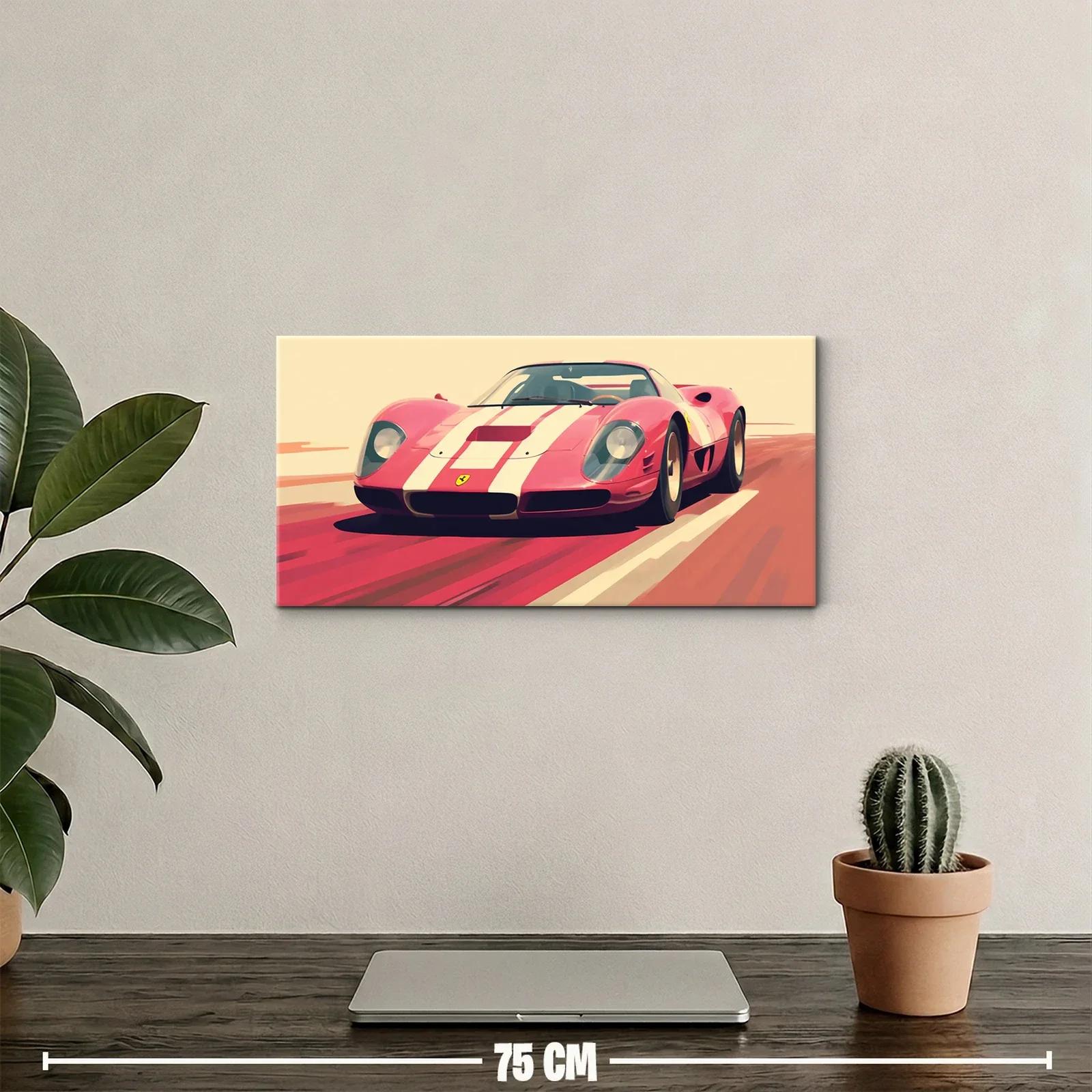Cuadro coche de carreras rojo con franjas blancas — miniatura 2