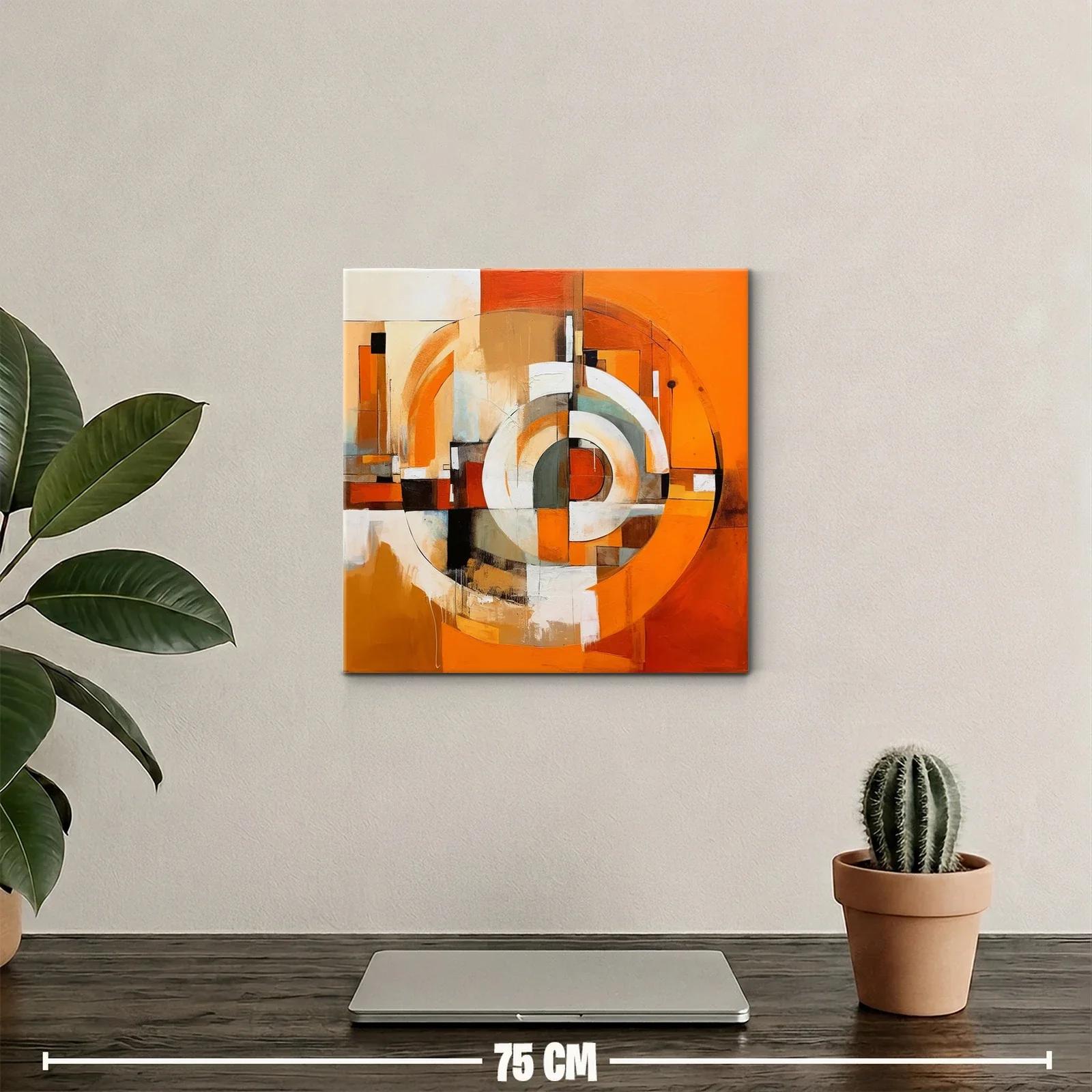 Cuadro abstracto con círculos y paleta cálida vibrante — miniatura 2