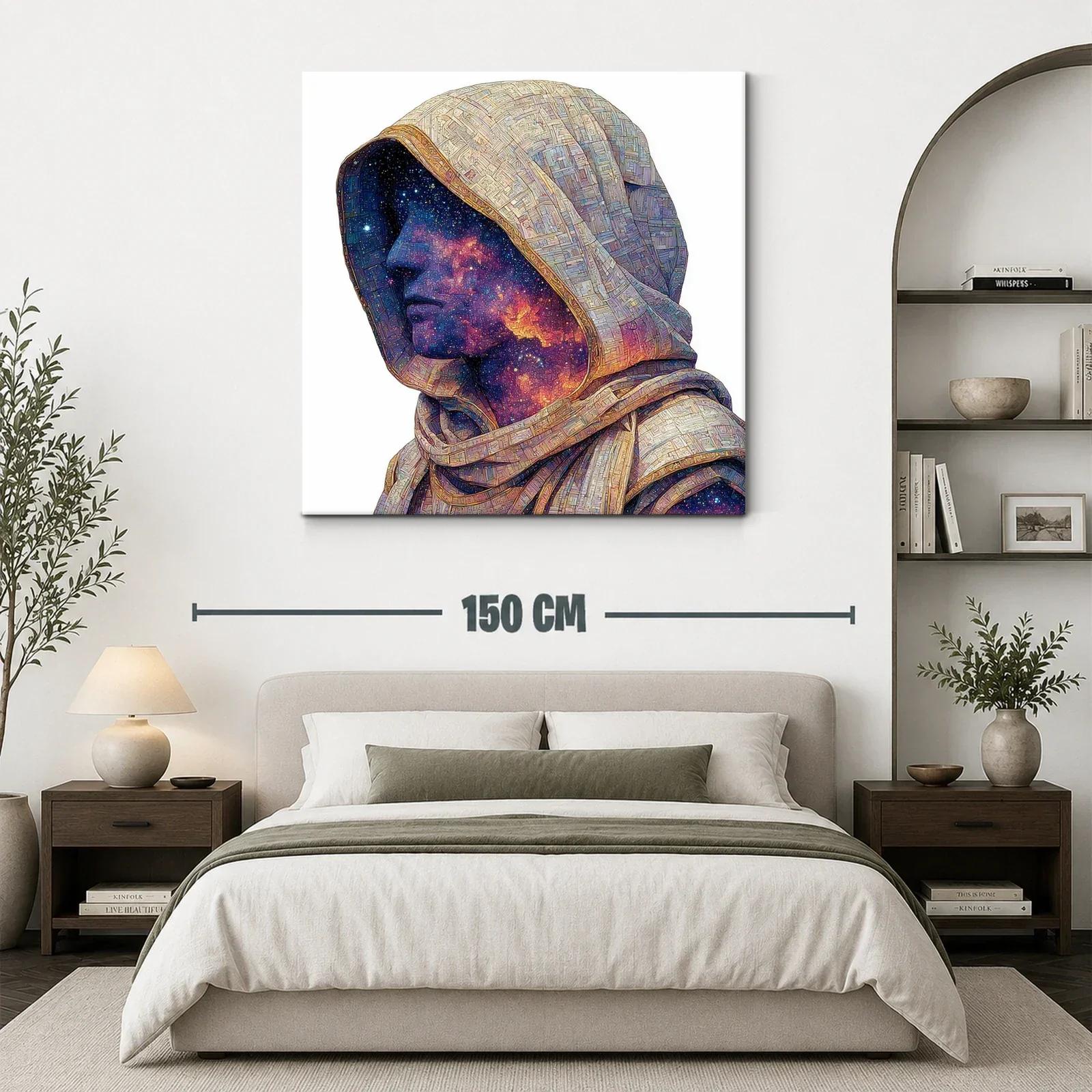 Retrato cósmico de figura con capucha y galaxias interiores — miniatura 3