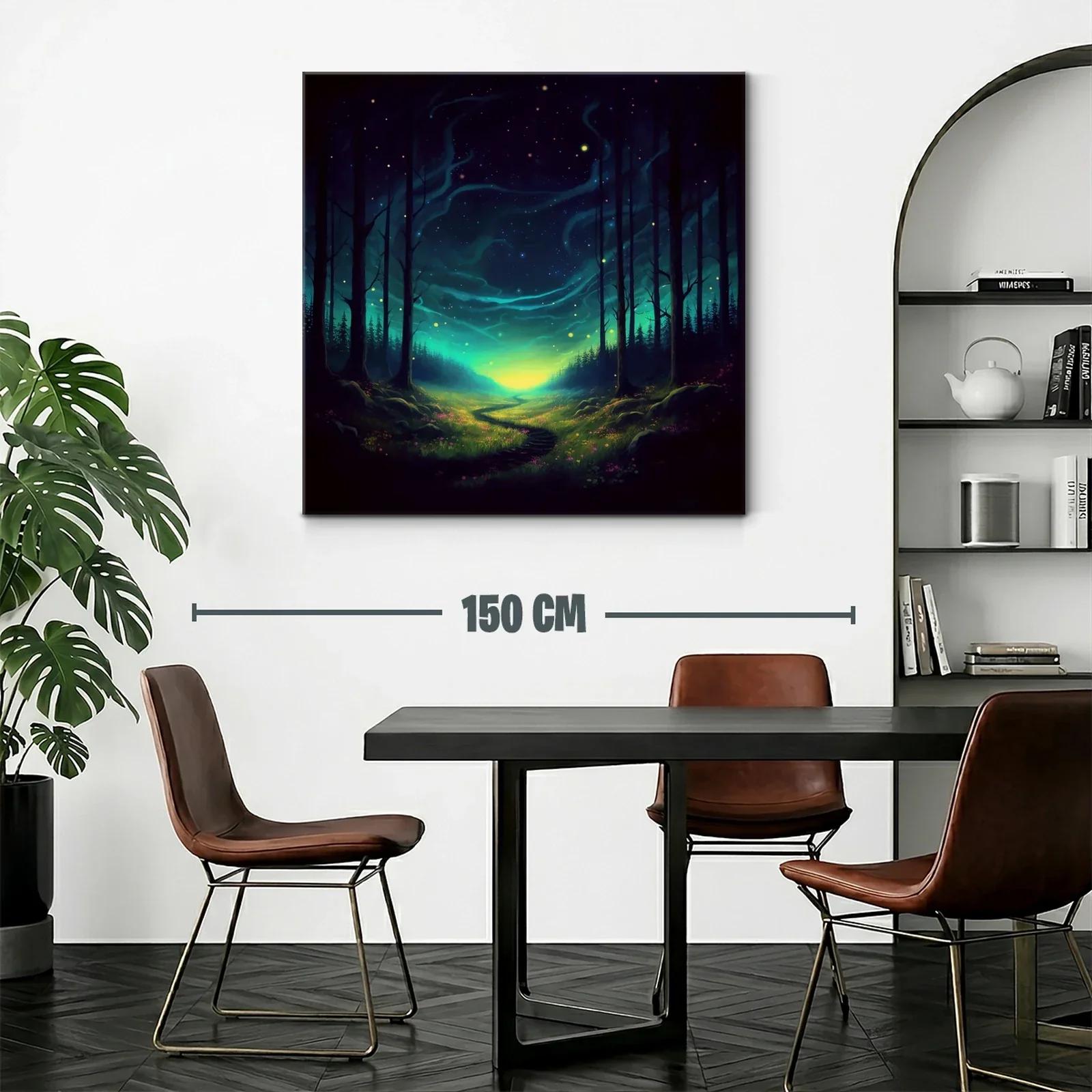 Paisaje nocturno mágico con sendero iluminado y cielo estrellado — miniatura 2
