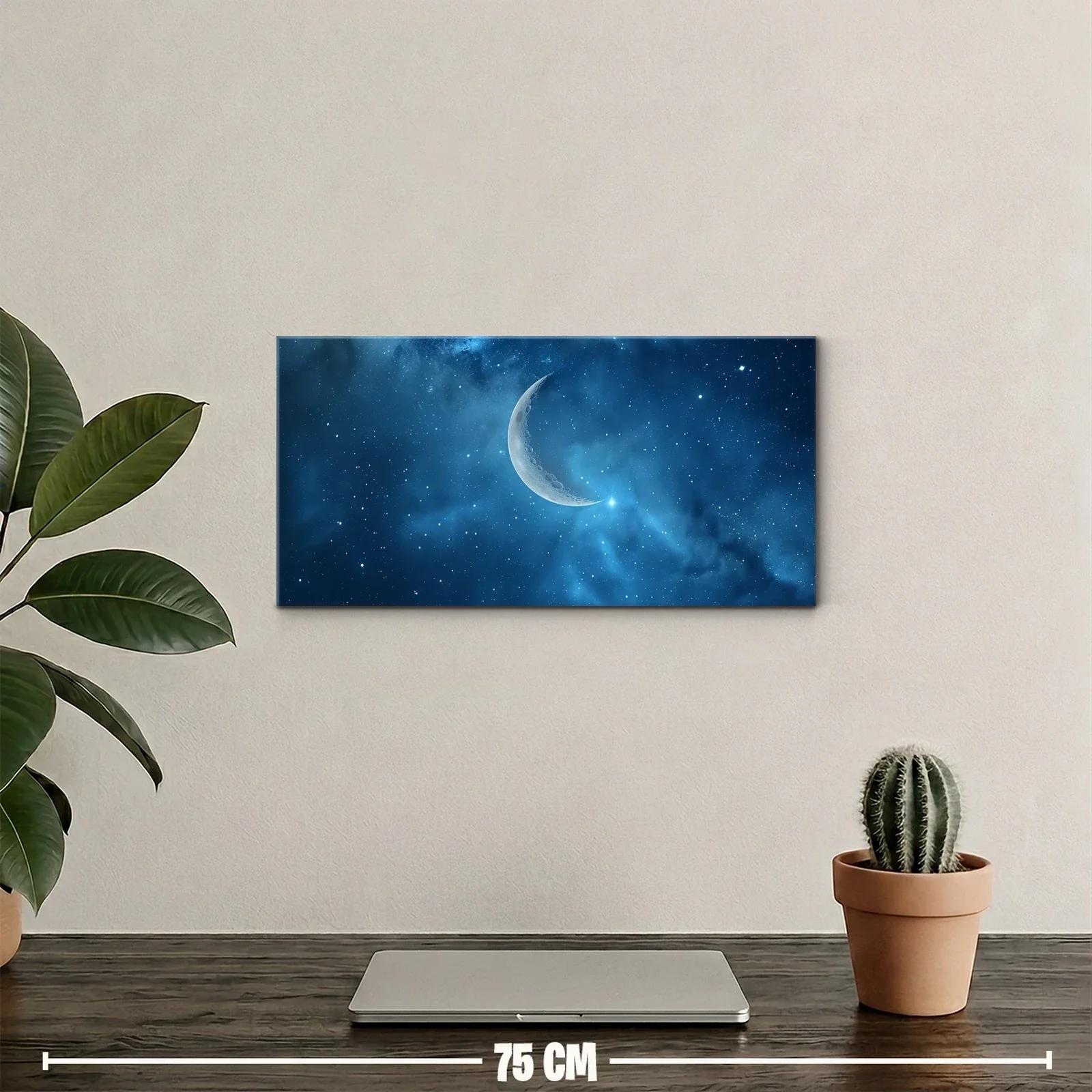 Cuadro luna creciente con resplandor celeste — miniatura 2
