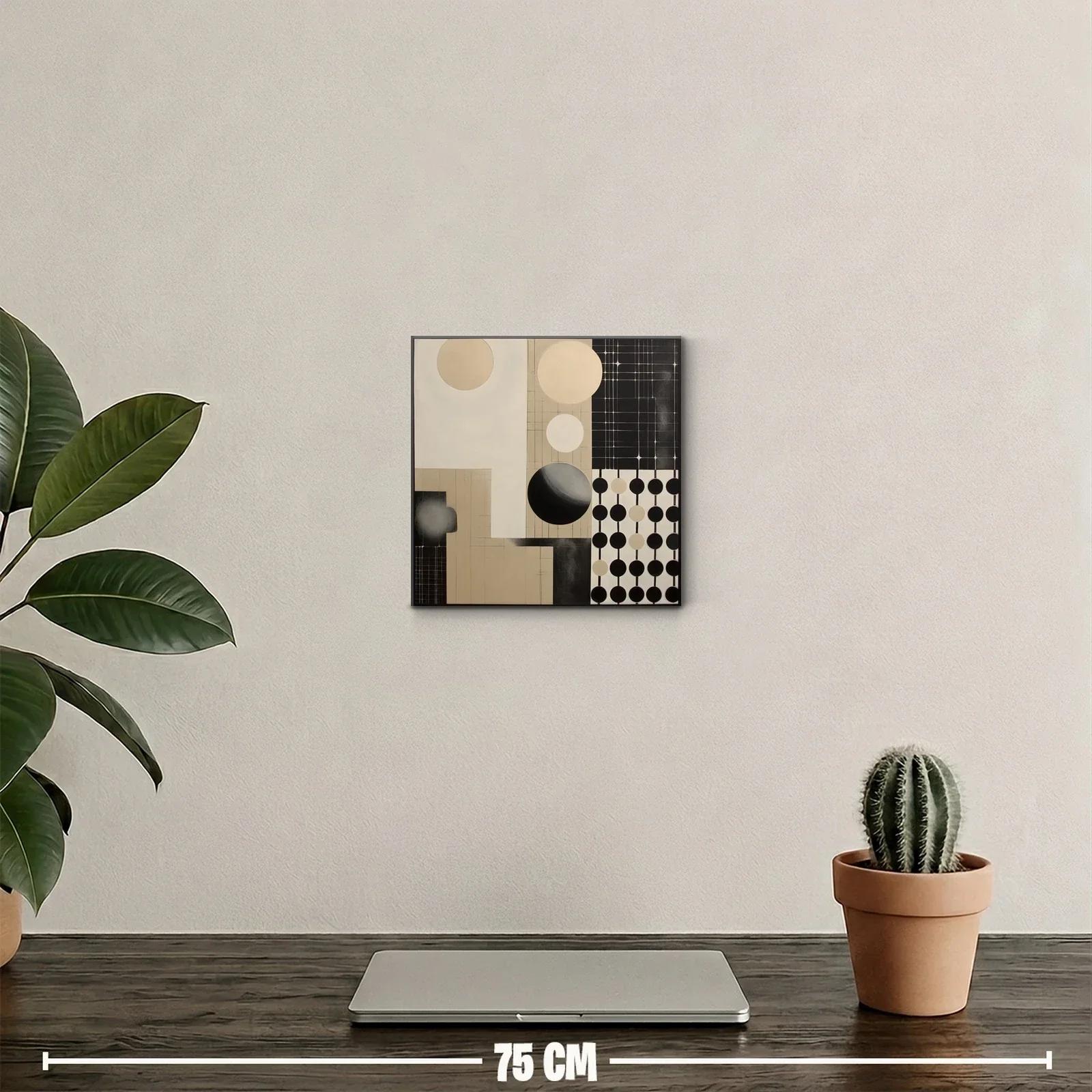 Composición abstracta con círculos y líneas en tonos neutros — miniatura 2