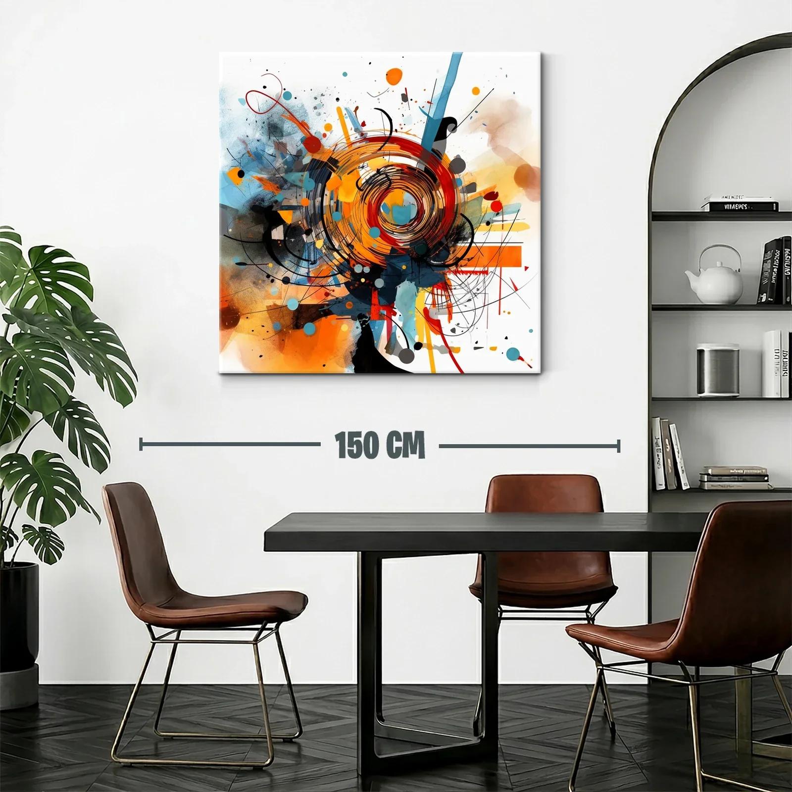 Cuadro abstracto con vibrantes espirales en tonos cálidos — miniatura 2