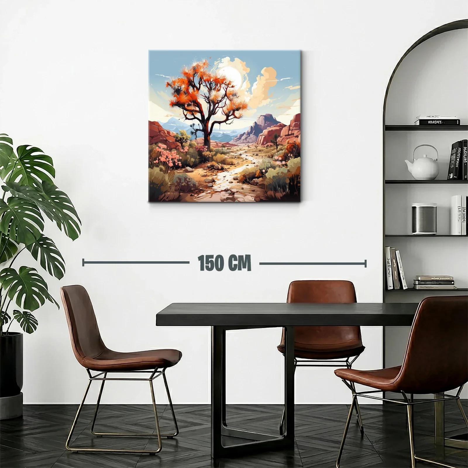 Paisaje desértico con árbol y flora en tonos cálidos — miniatura 2