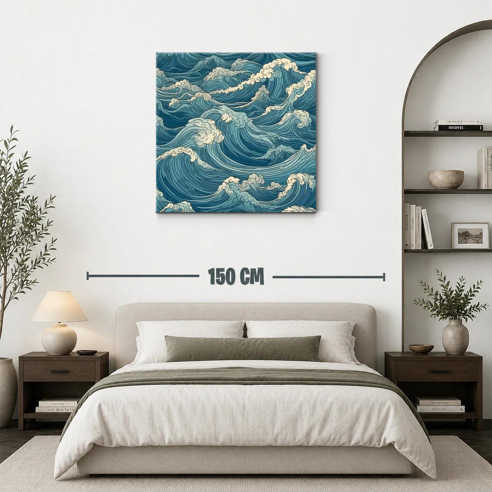 Cuadro de olas marinas en tonos azules y blancos — miniatura 3
