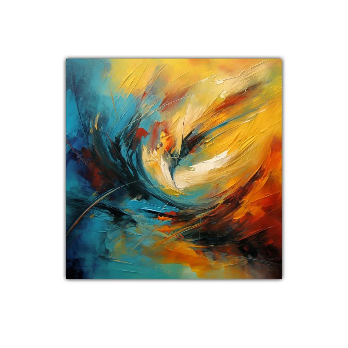 Cuadro decorativo abstracto en tonos azul y amarillo — miniatura 1