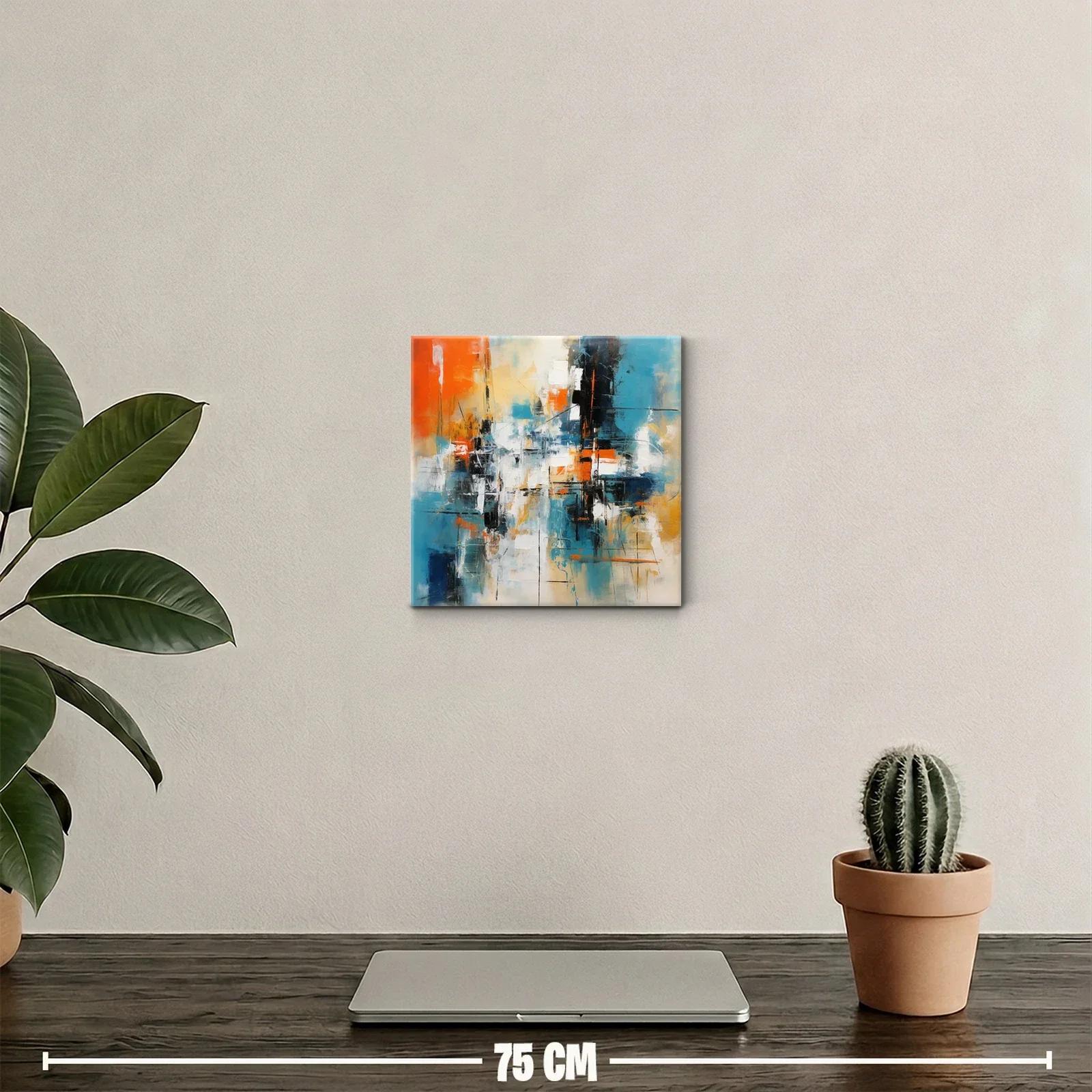 Composición abstracta con tonos cálidos y fríos vibrantes — miniatura 2