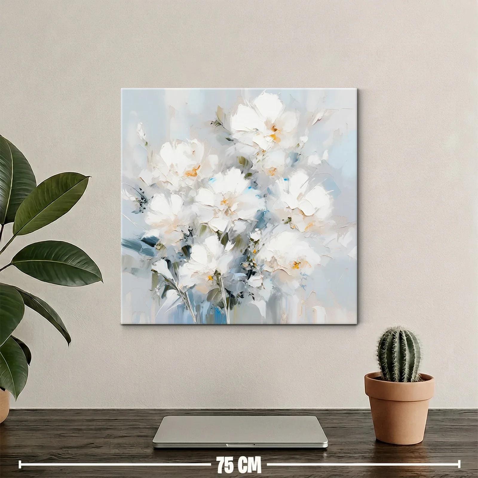 Cuadro floral blanco con toques suaves azules y verdes — miniatura 2