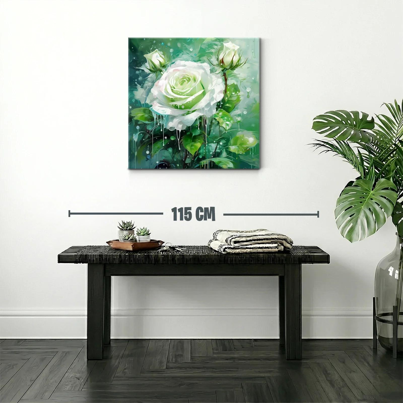 Rosa blanca sobre fondo verde con efecto acuarela — miniatura 2