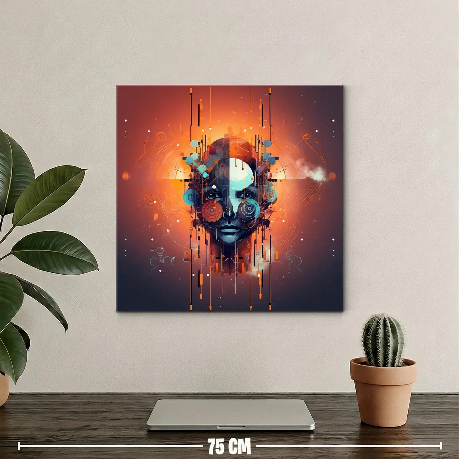 Rostro futurista con vibrantes tonalidades naranjas y azules — miniatura 2