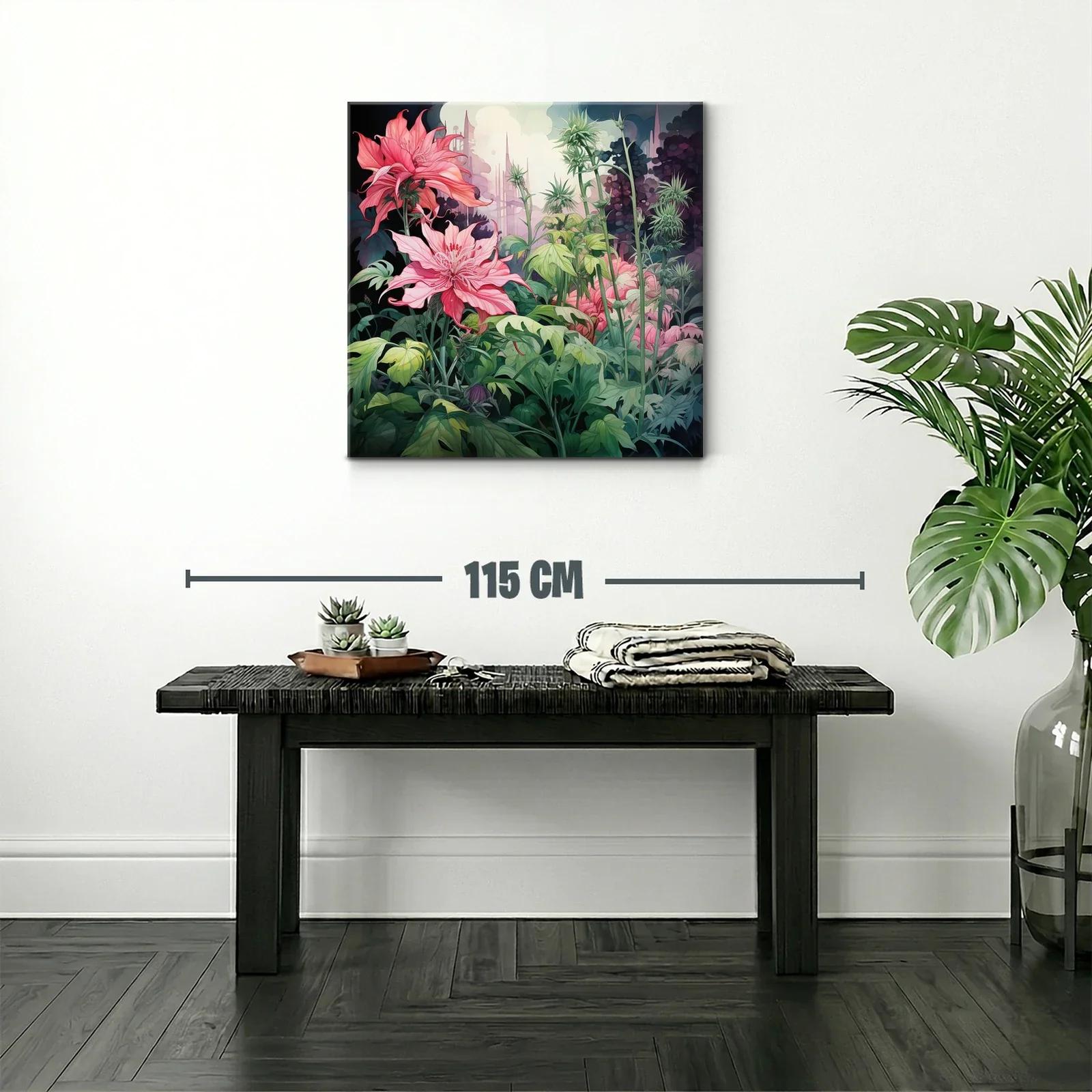 Jardín onírico con flores rosas y follaje exuberante — miniatura 2
