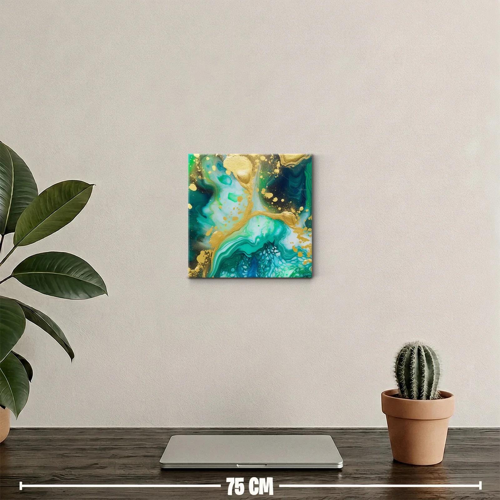 Composición abstracta en tonos verdes y dorados vibrantes — miniatura 2