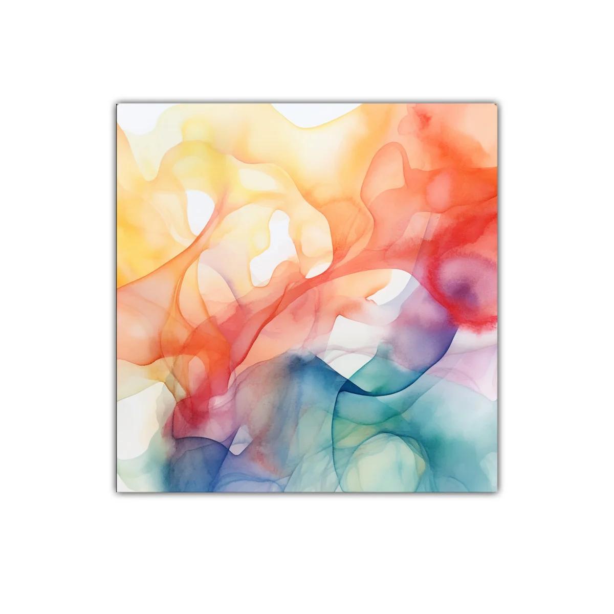 Cuadro abstracto con suaves formas onduladas de colores vibrantes — miniatura 1