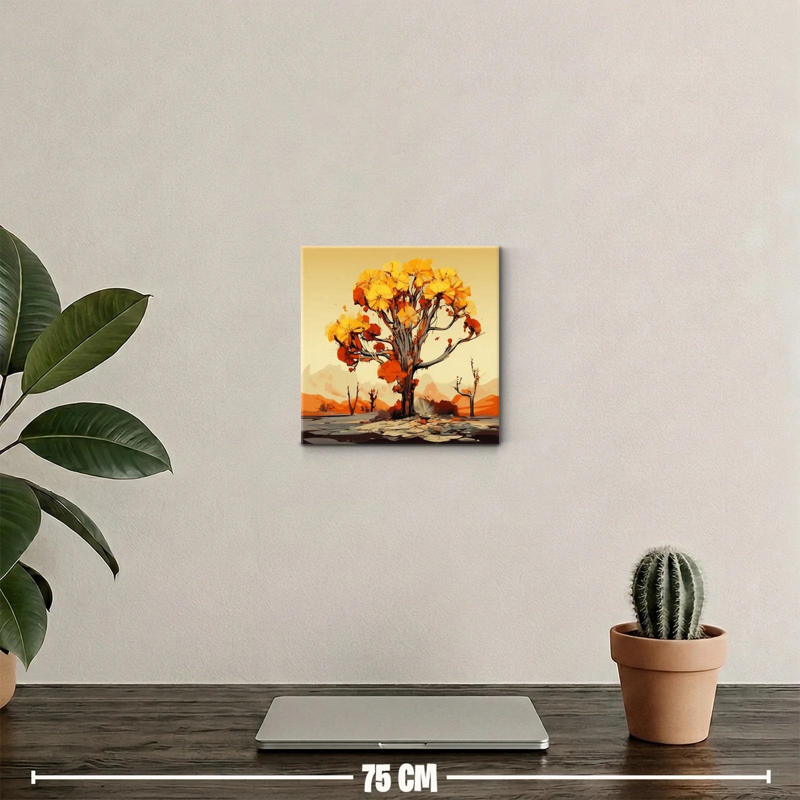 Árbol de tonos cálidos en paisaje abstracto vibrante — miniatura 2