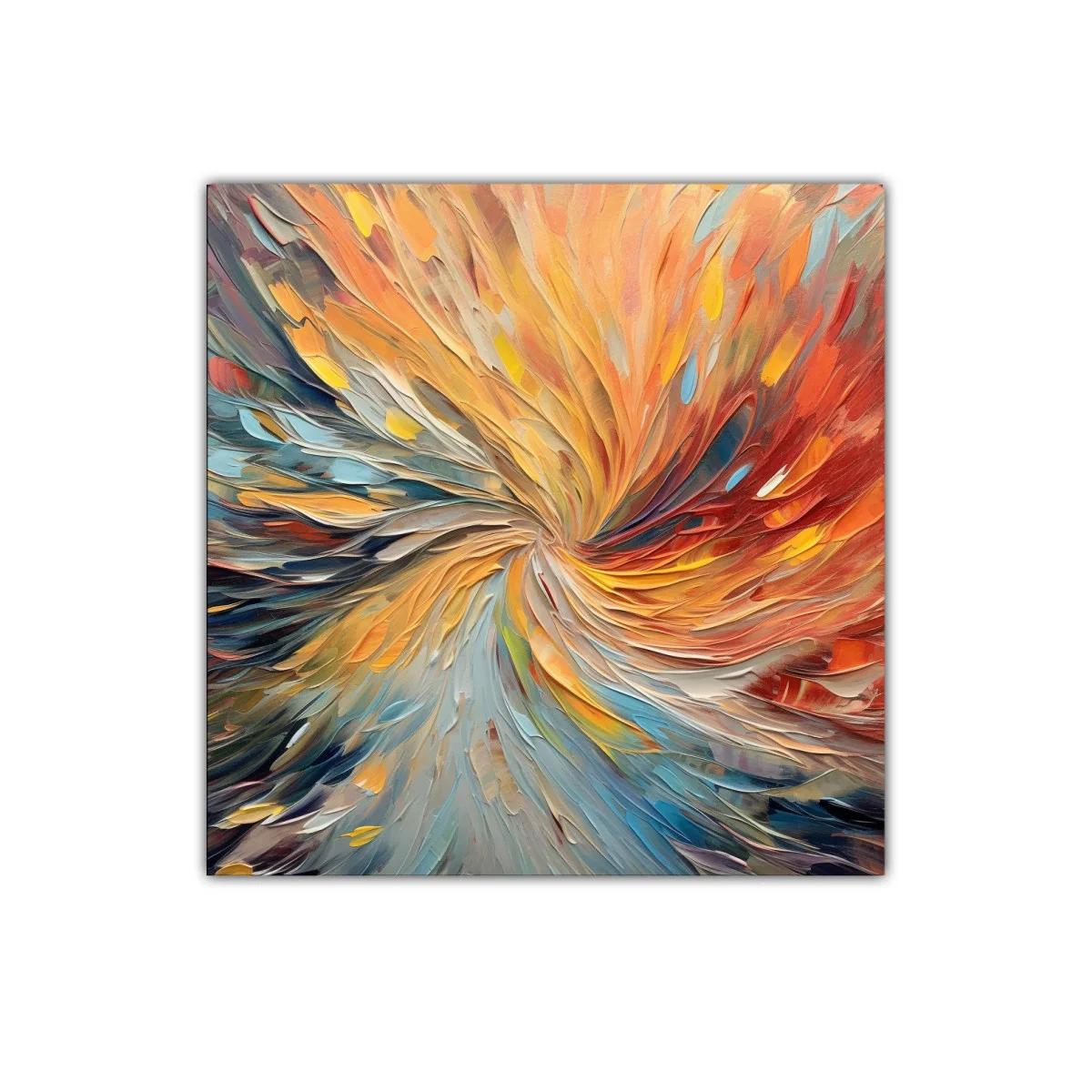 Cuadro abstracto en espiral con tonos cálidos y fríos — miniatura 1