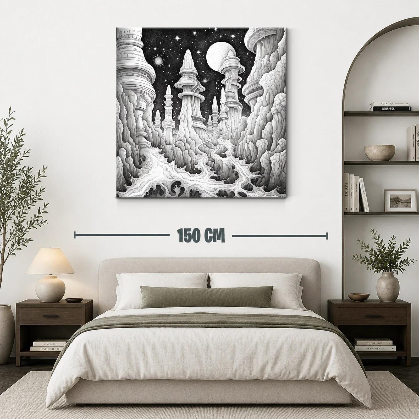 Paisaje futurista de torres imponentes y cielo estrellado — miniatura 3