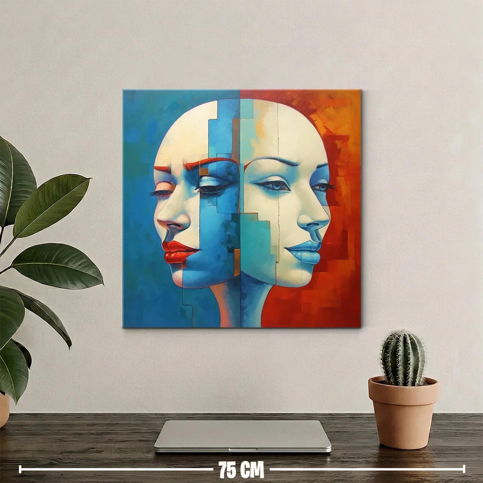 Retrato dual con contraste cálido y frío en tonos intensos — miniatura 2