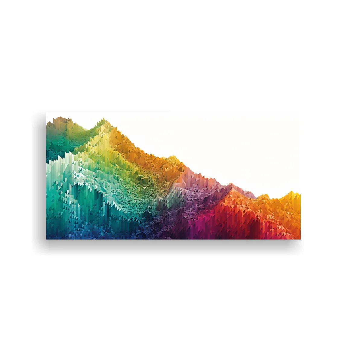 Cuadro cordillera abstracta panorámica en tonos menta y coral — imagen principal