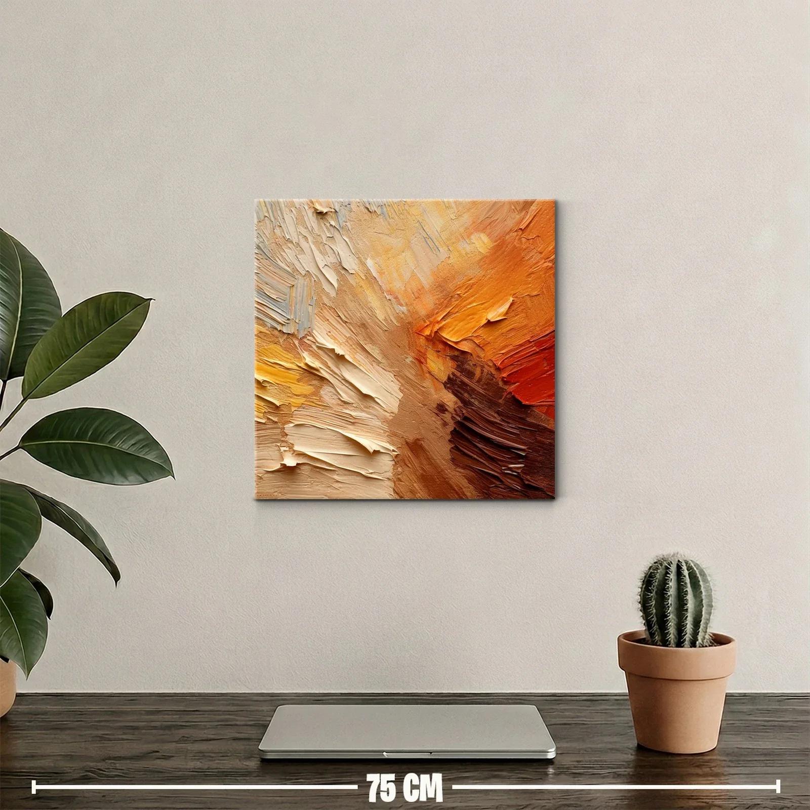Cuadro abstracto en tonos cálidos tierra y ocres — miniatura 2