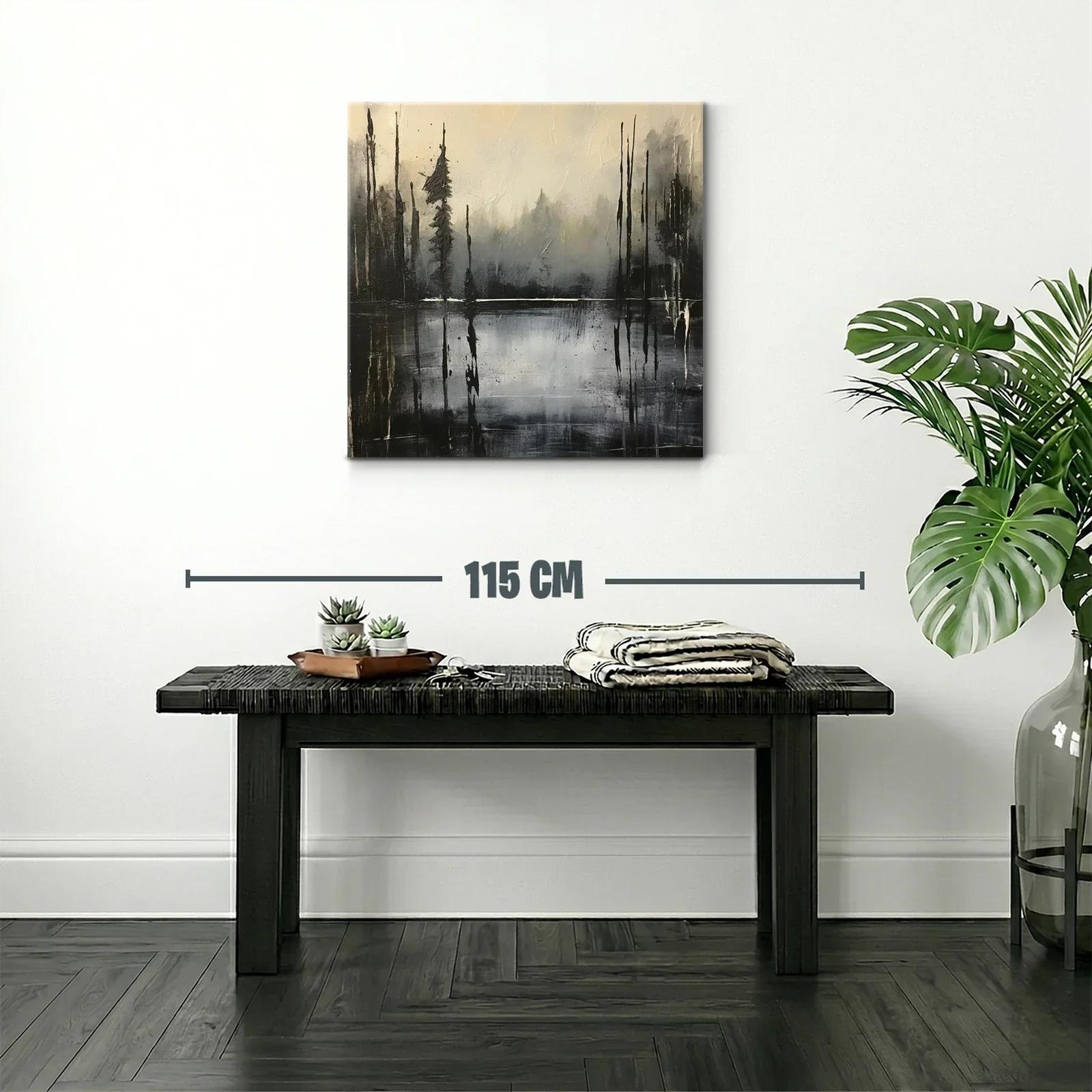 Paisaje abstracto en tonos grises y negros con reflejos — miniatura 2