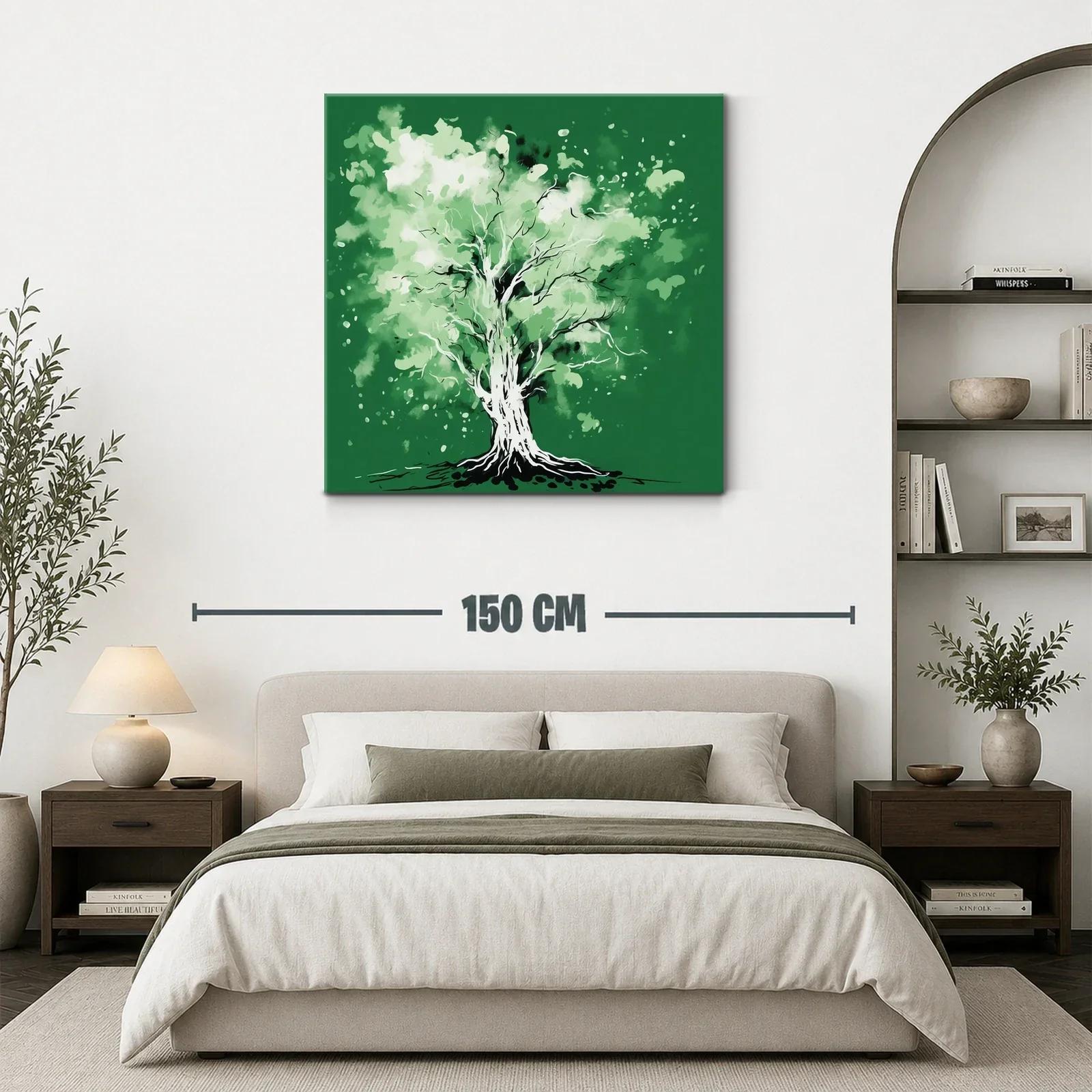 Árbol verde con estilo acuarela y toque artístico — miniatura 3