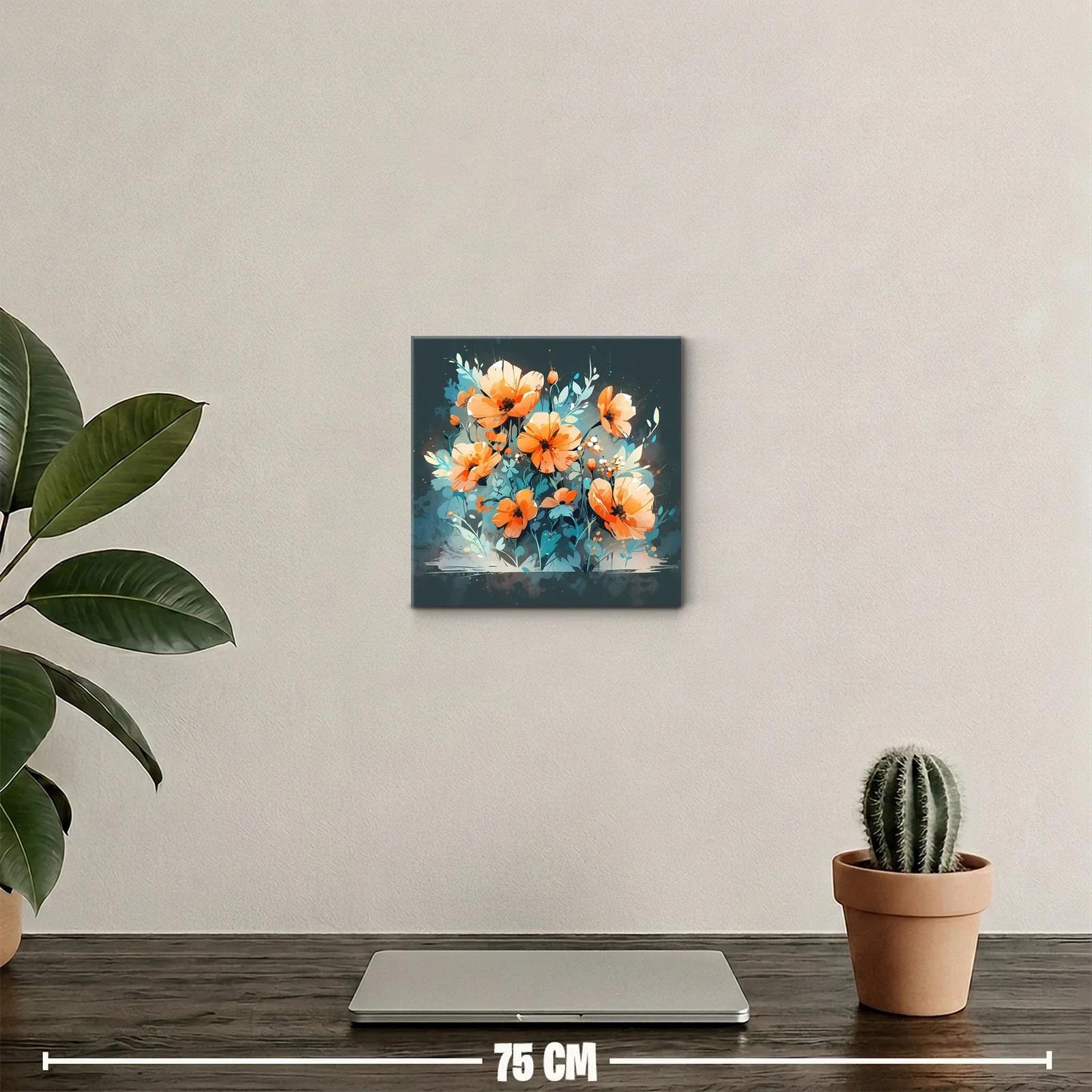 Flores naranjas vibrantes sobre fondo azul profundo — miniatura 2