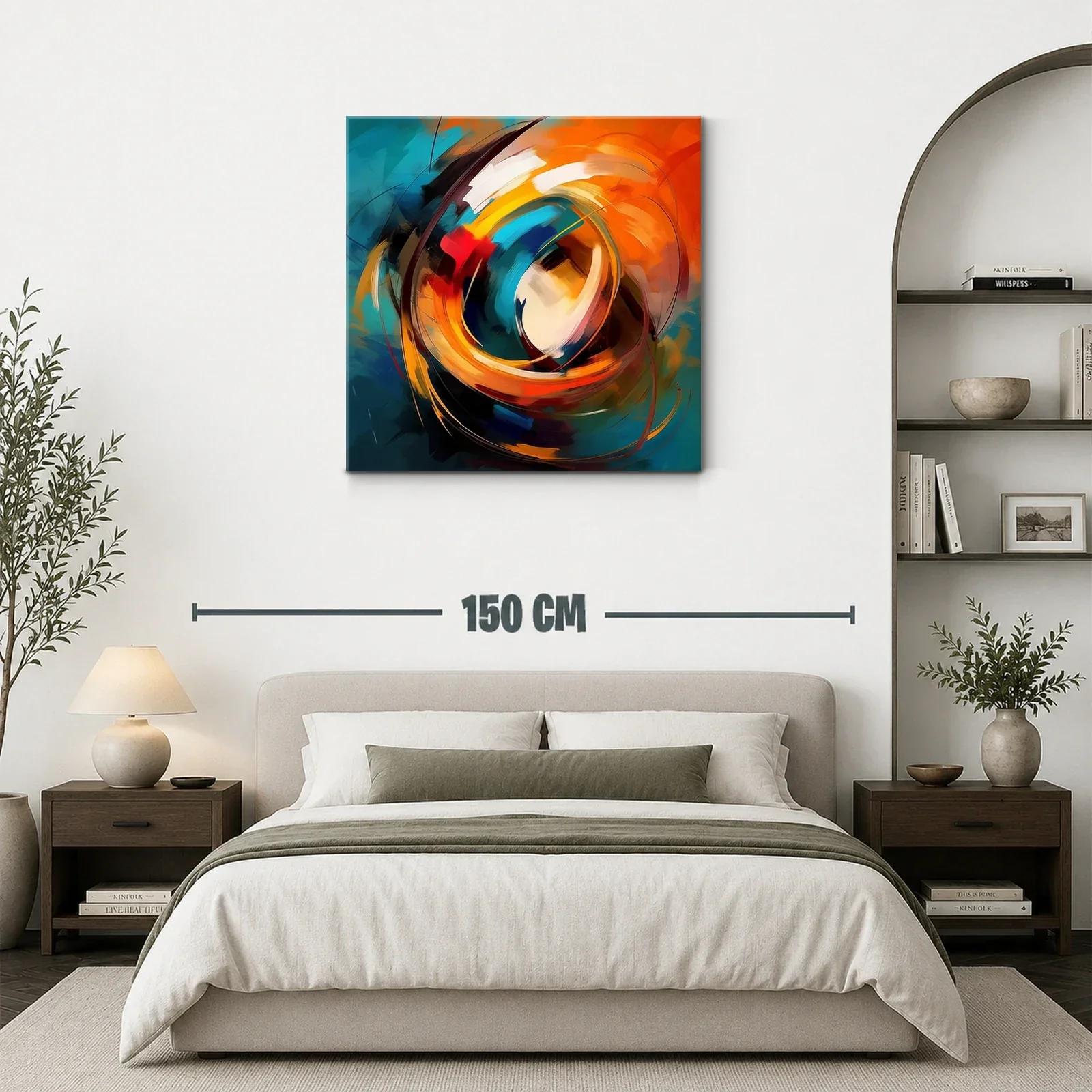 Cuadro Abstracto con Vibrantes Tonos Naranjas y Azules — miniatura 3