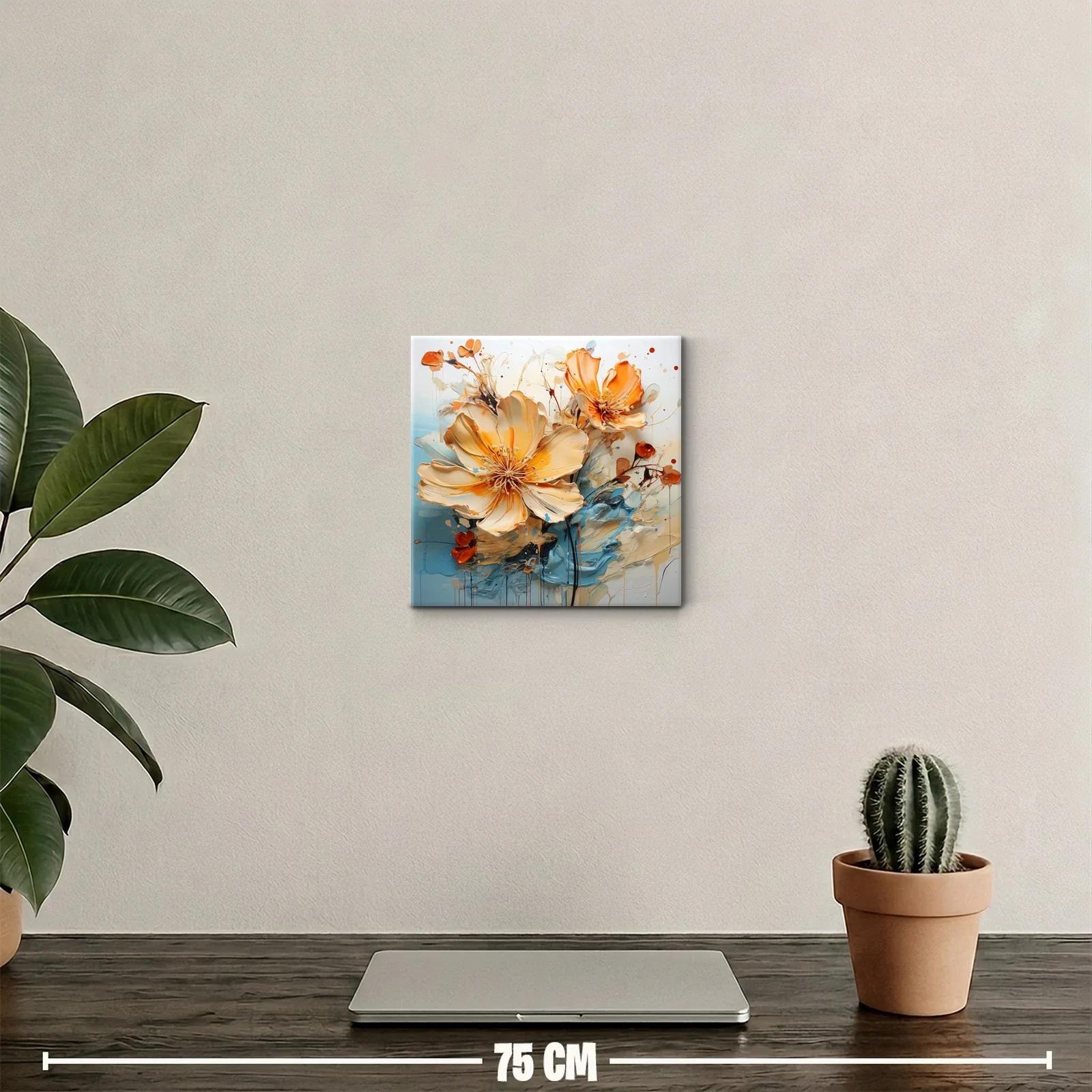 Cuadro decorativo con flores vibrantes y detalles dinámicos — miniatura 2
