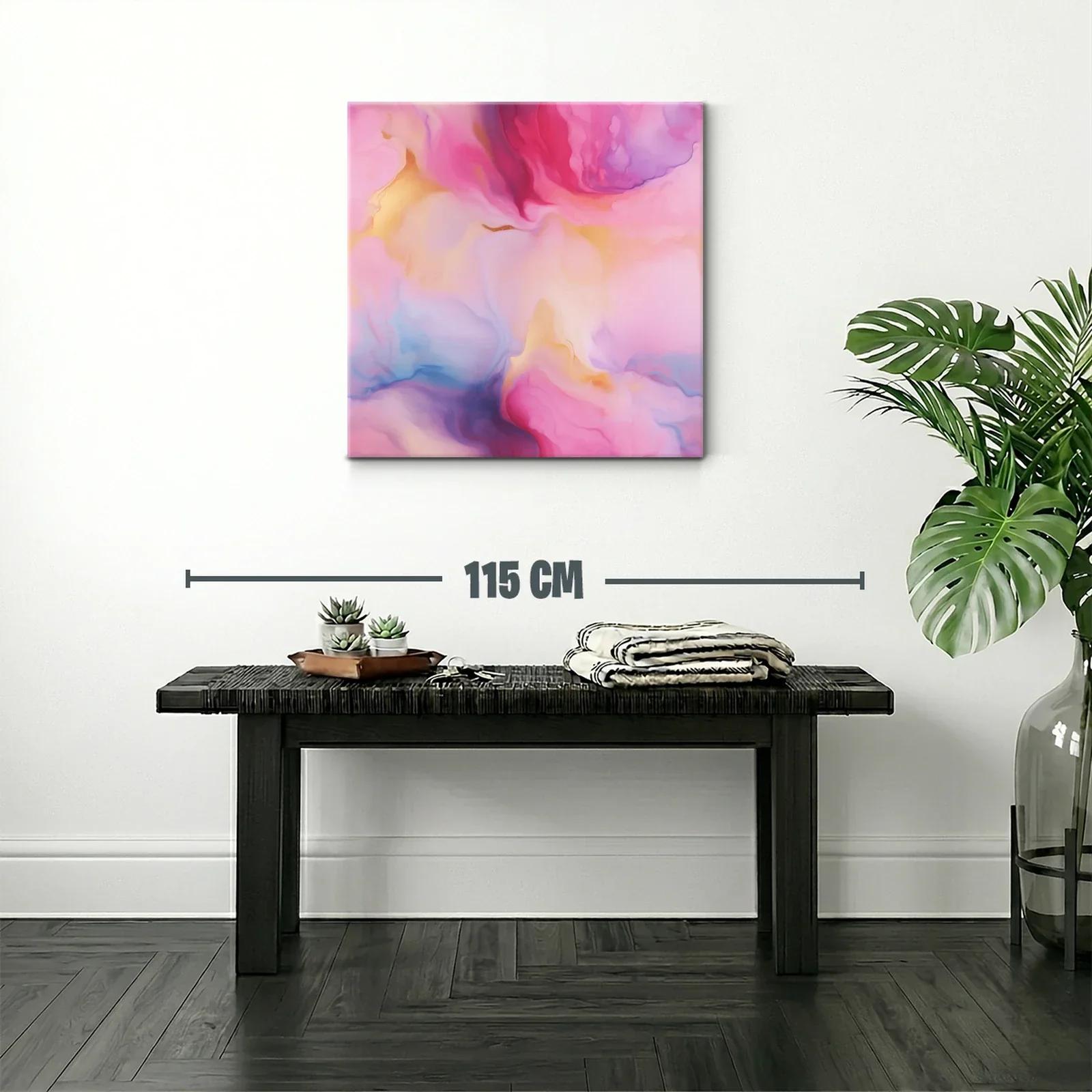 Cuadro abstracto con tonos rosas y dorados delicados — miniatura 2