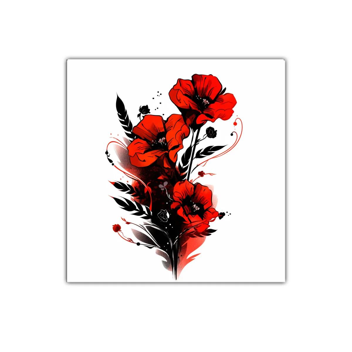 Cuadro decorativo de amapolas rojas con diseño moderno y elegante