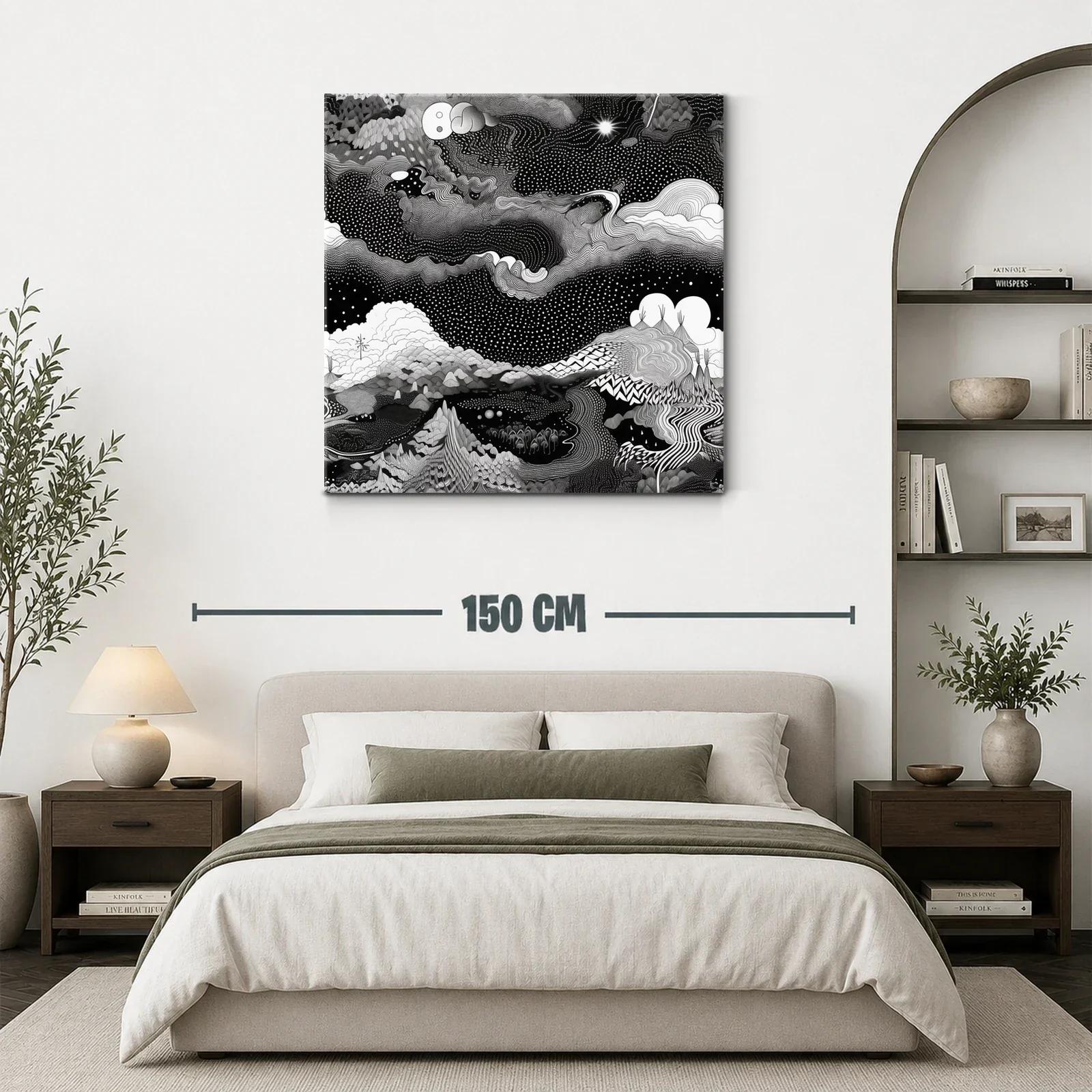Paisaje cósmico abstracto en blanco y negro impactante — miniatura 3