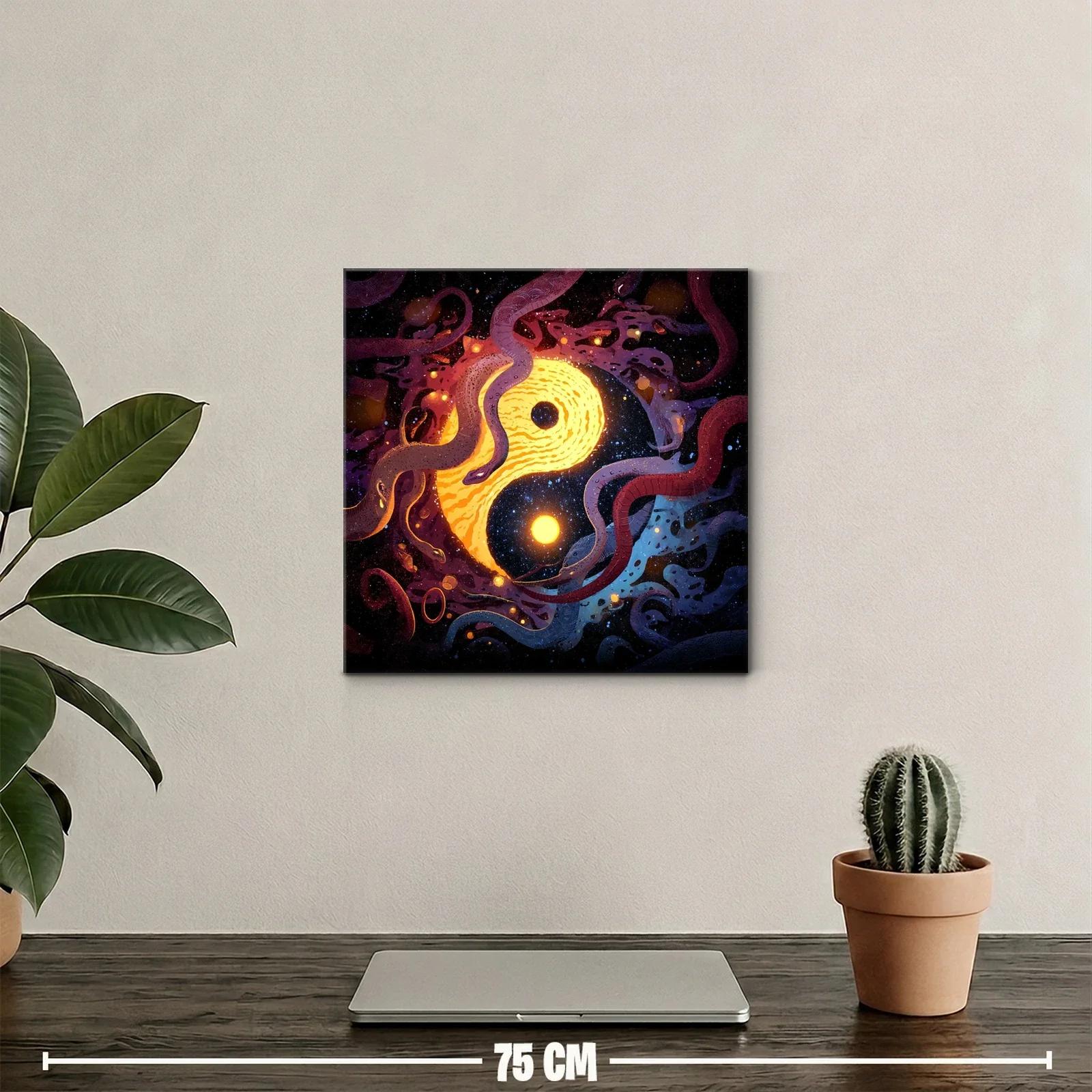 Yin Yang cósmico entre serpientes en galaxia vibrante — miniatura 2