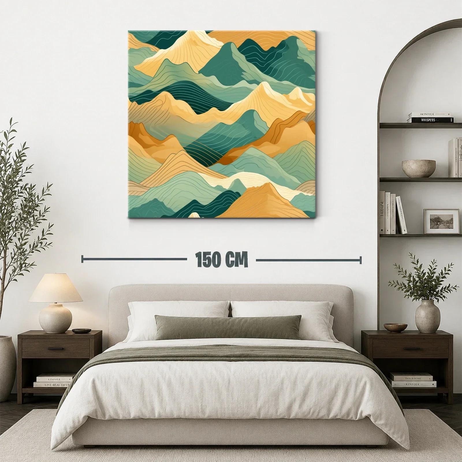 Montañas abstractas en tonos verdes y ocres — miniatura 3