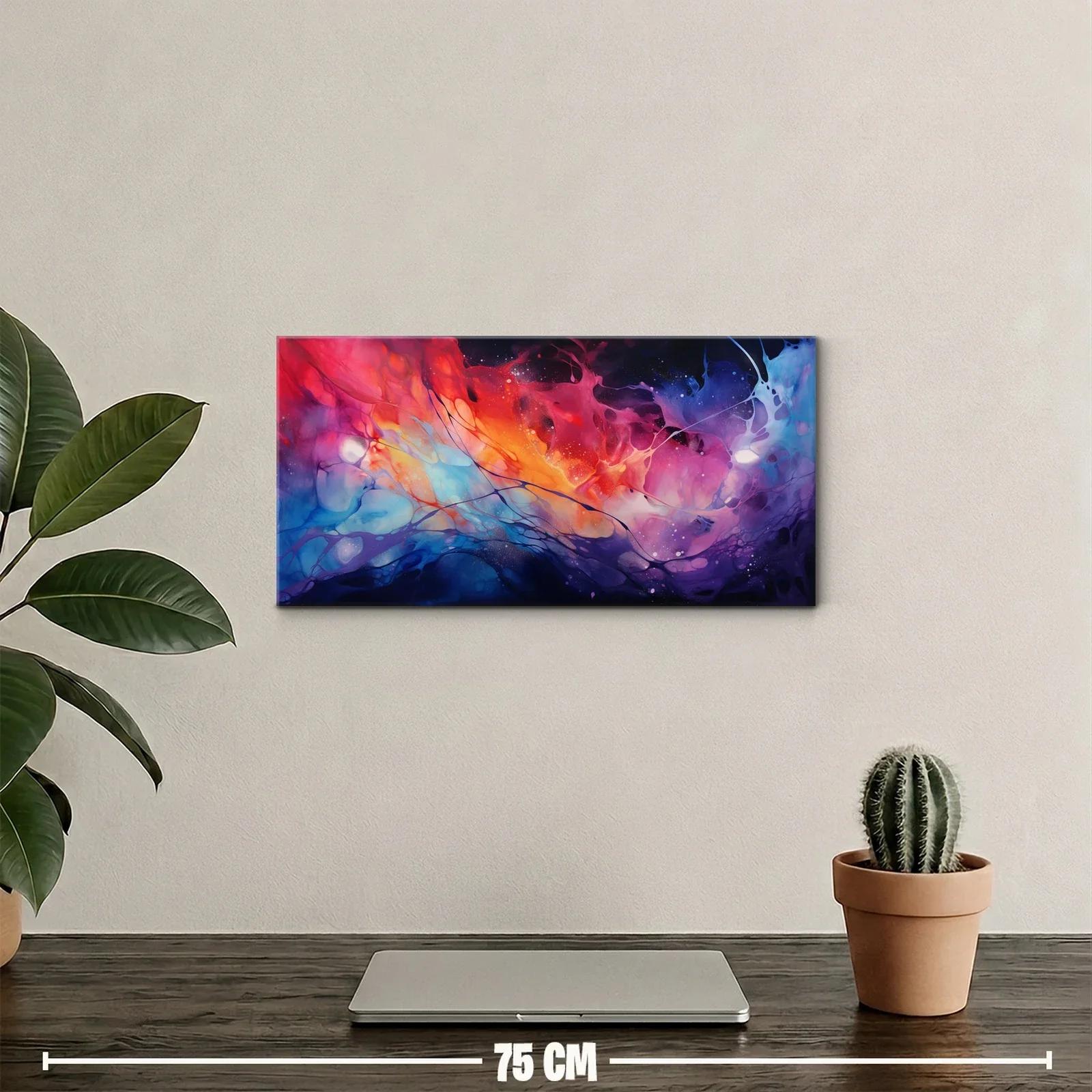 Cuadro nebulosa abstracta con líneas finas y contrastes luminosos — miniatura 2