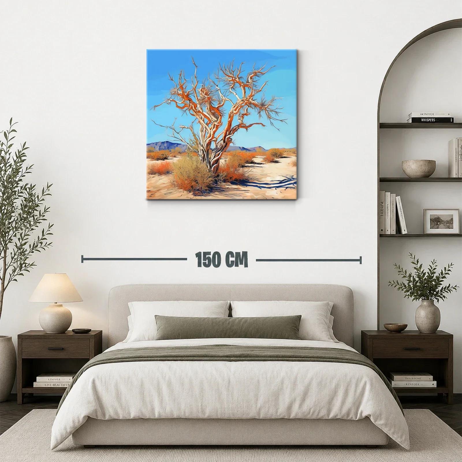 Árbol retorcido en paisaje desértico bajo cielo azul claro — miniatura 3