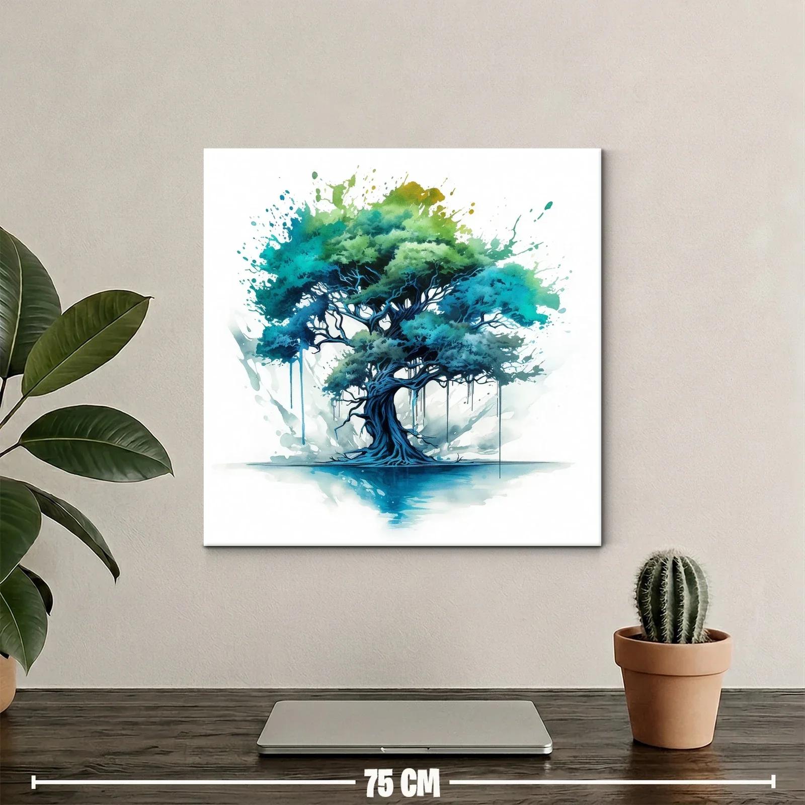 Árbol vibrante con tonos azules y verdes intensos — miniatura 2