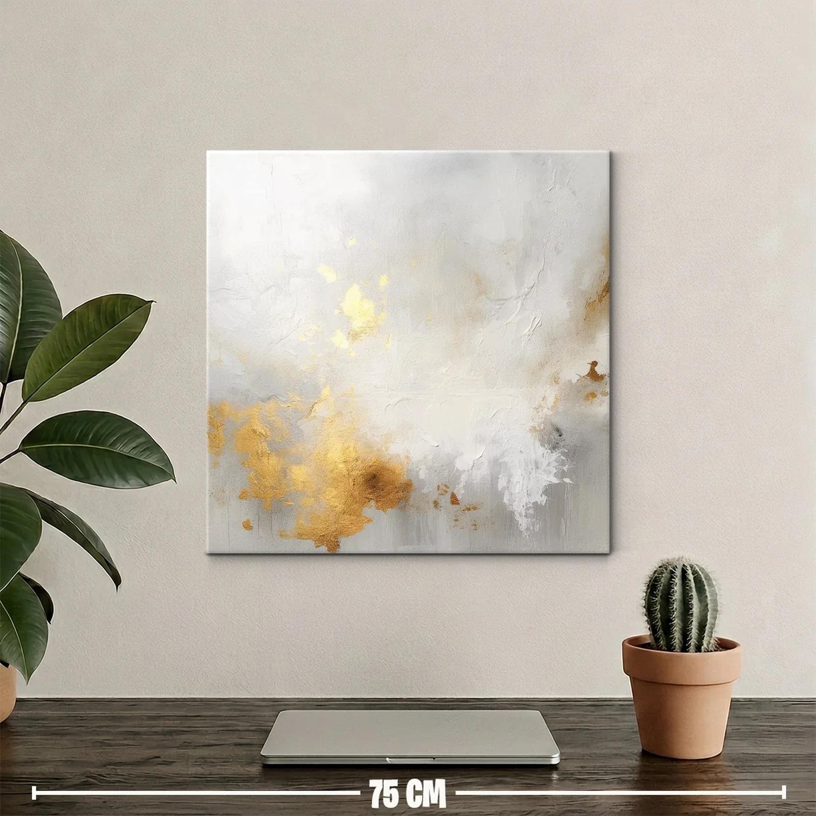 Cuadro abstracto con destellos dorados y texturas suaves — miniatura 2