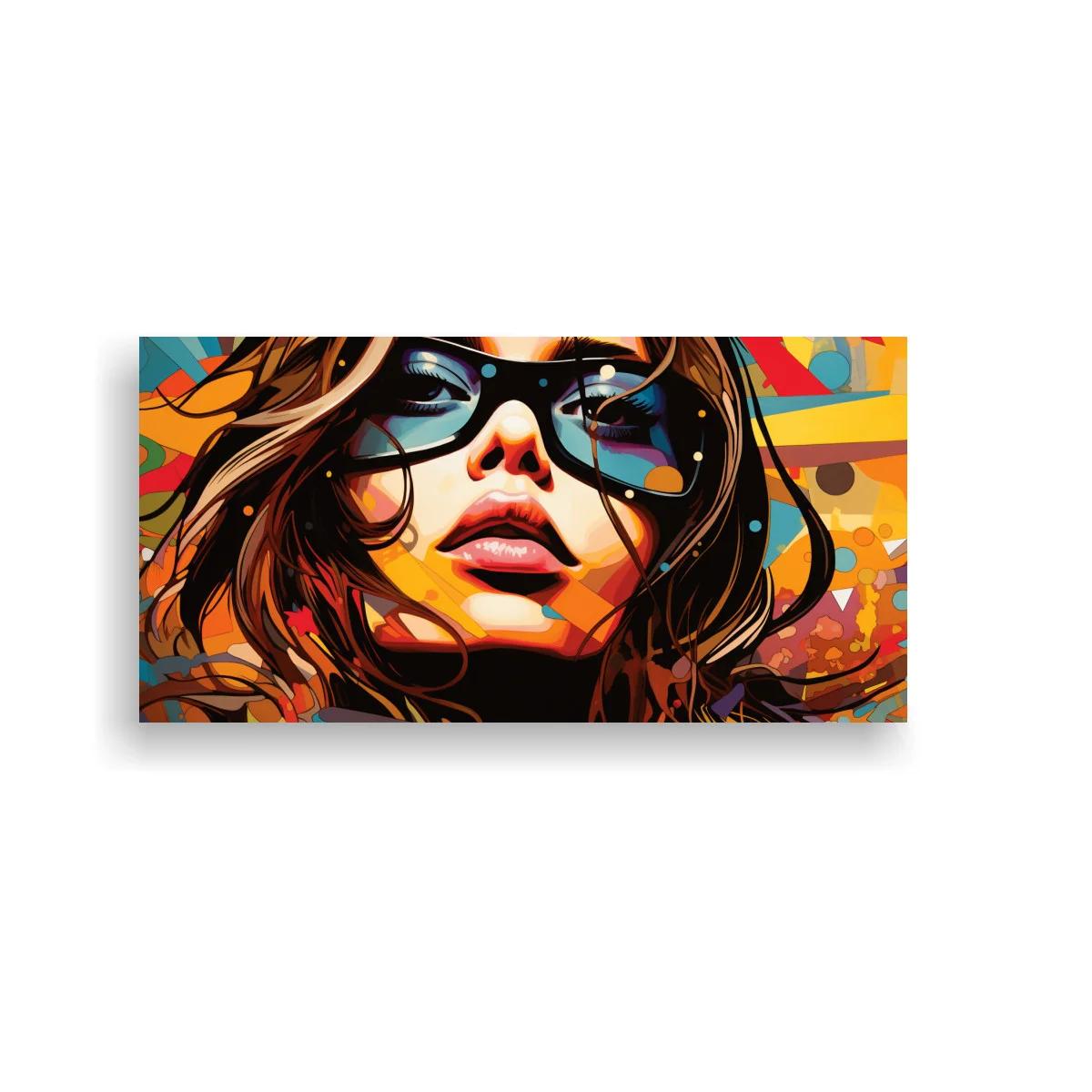 Cuadro mujer con gafas de sol y fondo pop art — imagen principal