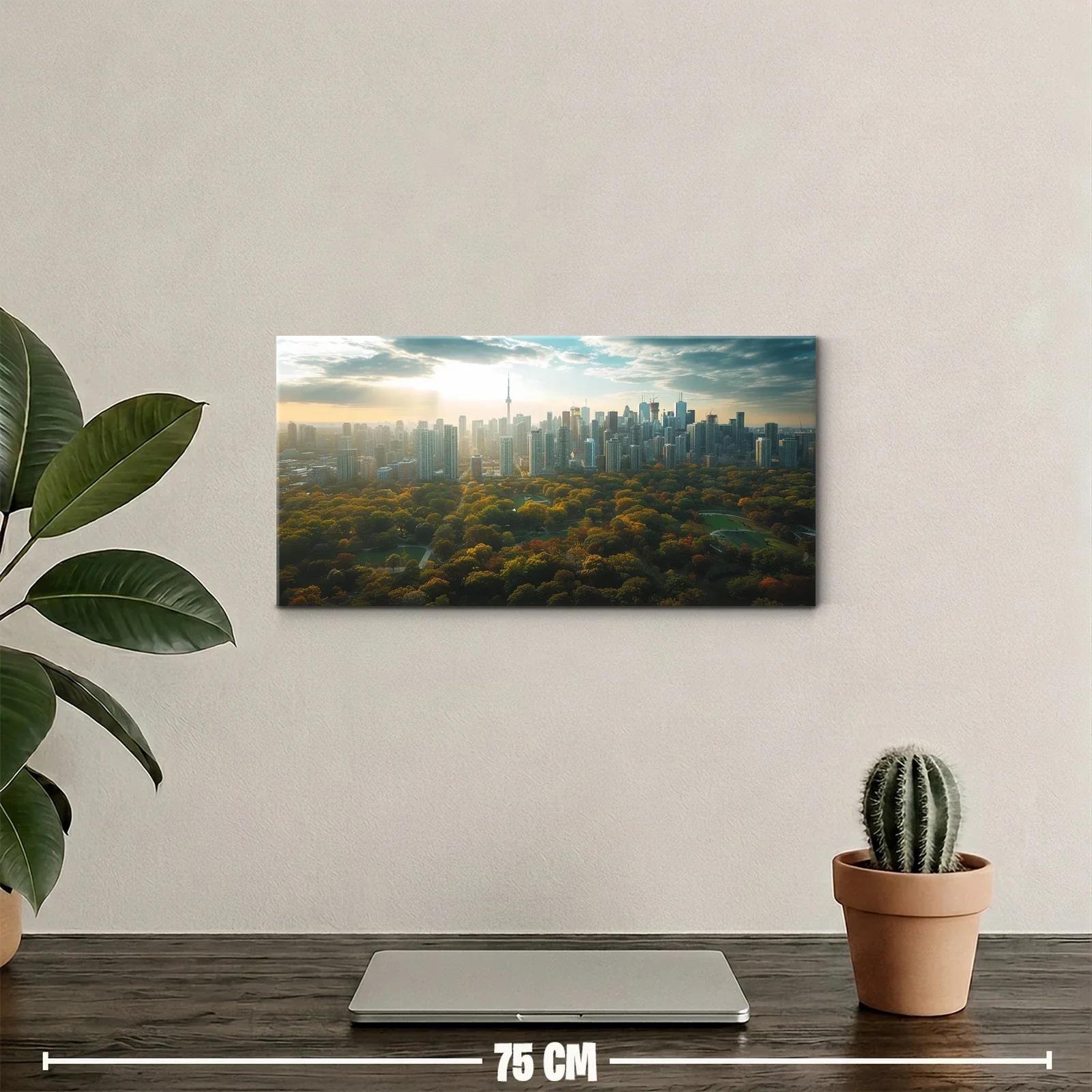 Cuadro skyline urbano entre árboles otoñales — miniatura 2