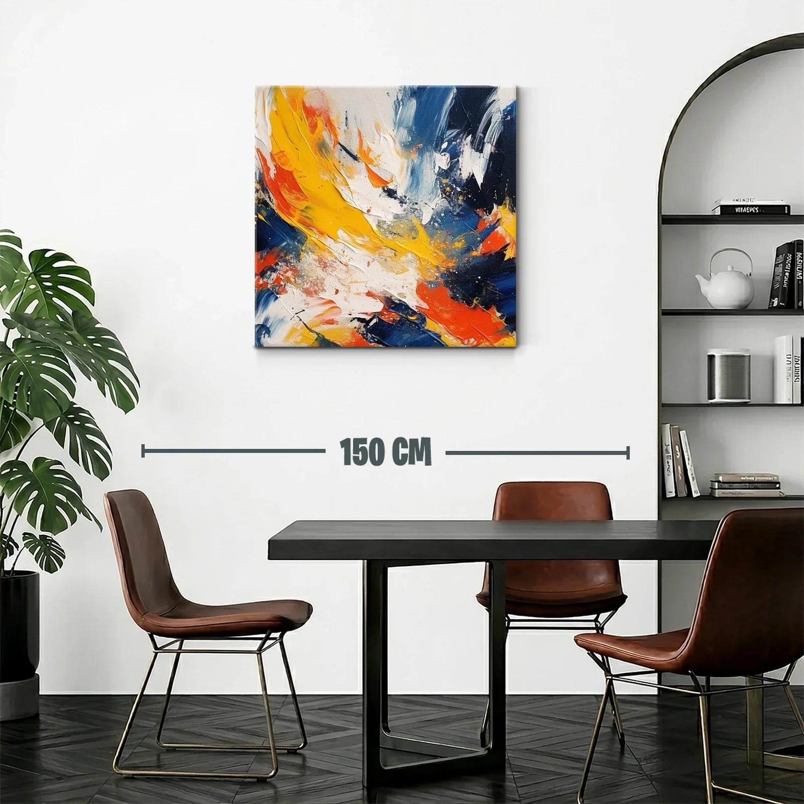 Cuadro abstracto con vivos contrastes en tonos cálidos y fríos — miniatura 2