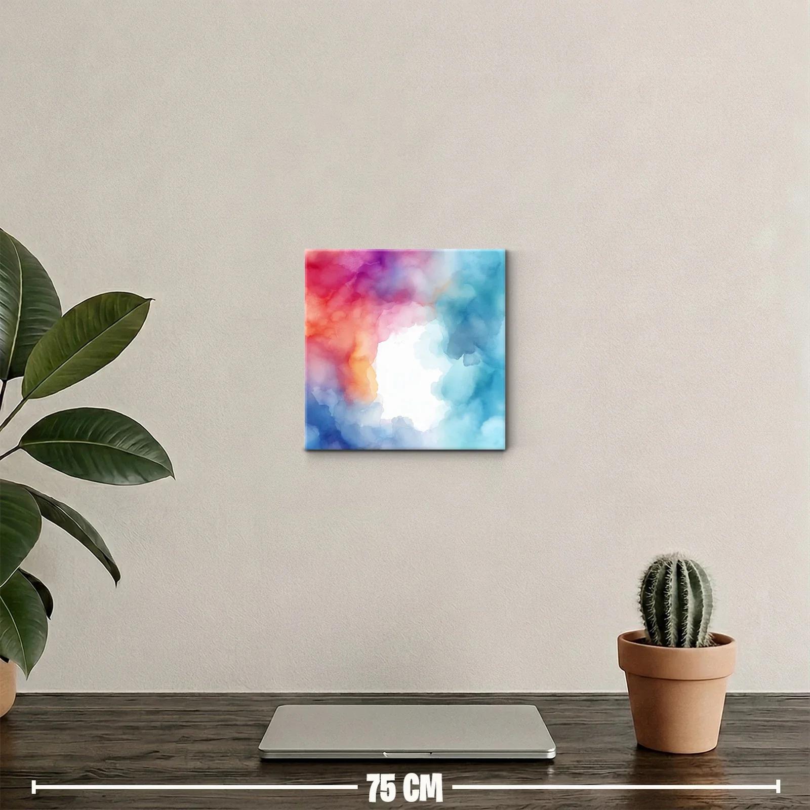 Cuadro abstracto con mezcla vibrante de colores cálidos y fríos — miniatura 2