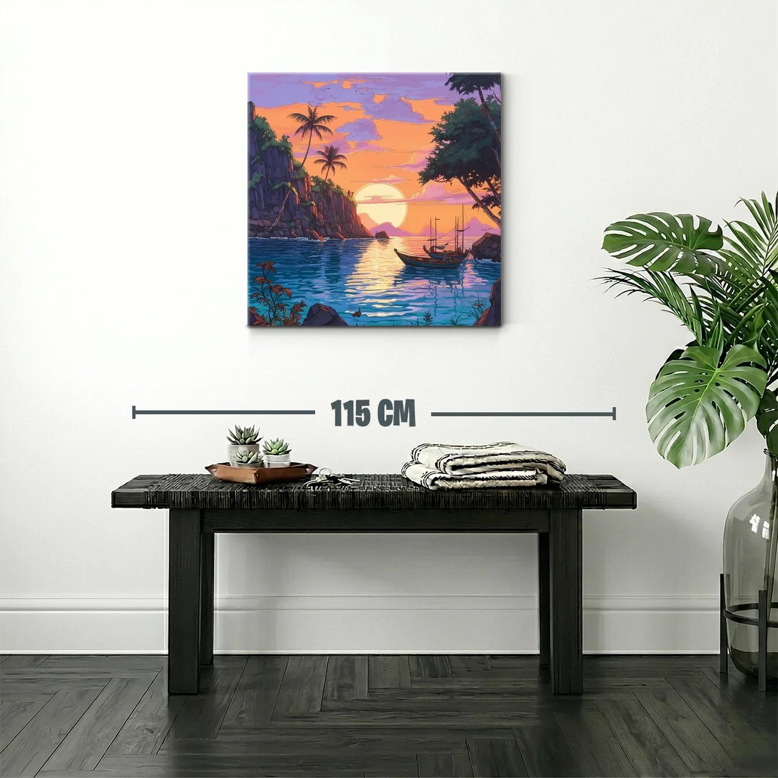 Atardecer tropical con barcas en paisajes serenos — miniatura 2