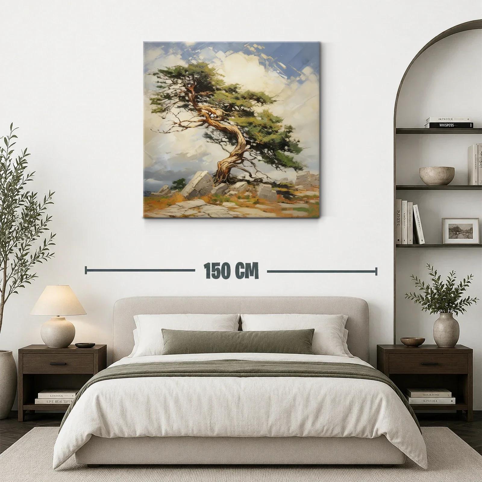 Árbol solitario entre rocas con cielo iluminado — miniatura 3
