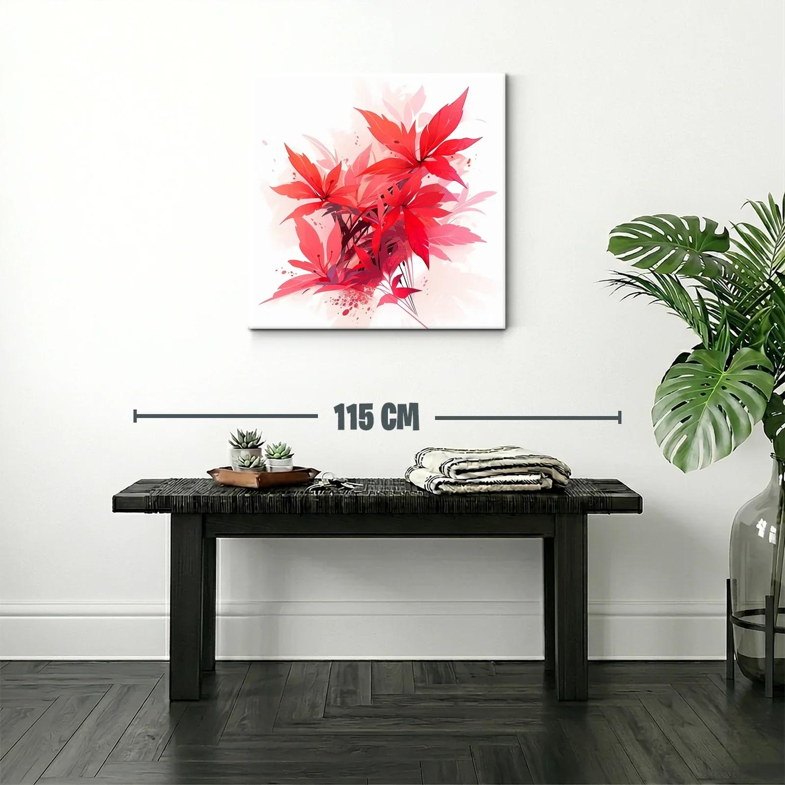 Cuadro con diseño floral en tonos rojos vibrantes y rosados — miniatura 2