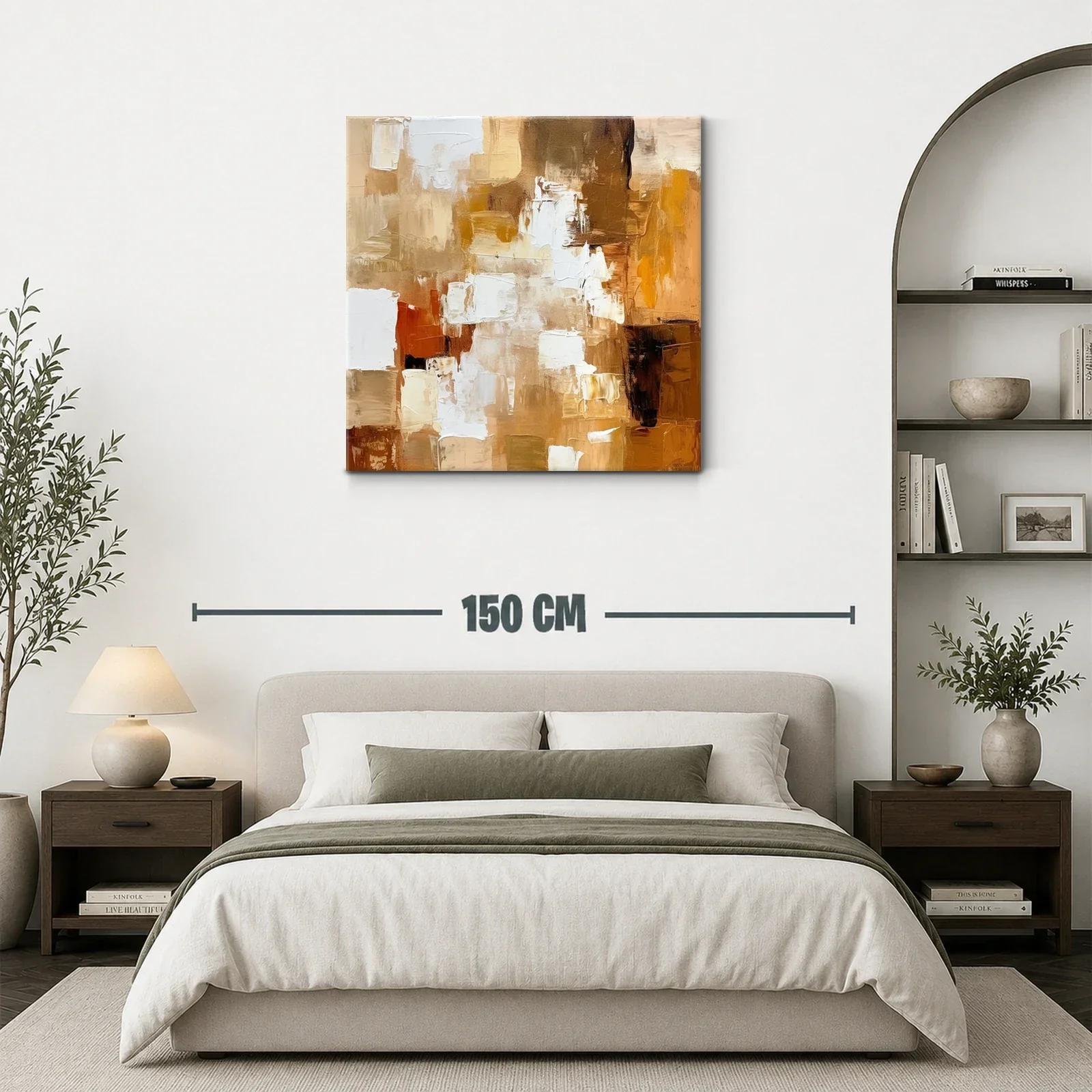 Cuadro abstracto en tonos cálidos marrones y beige — miniatura 3
