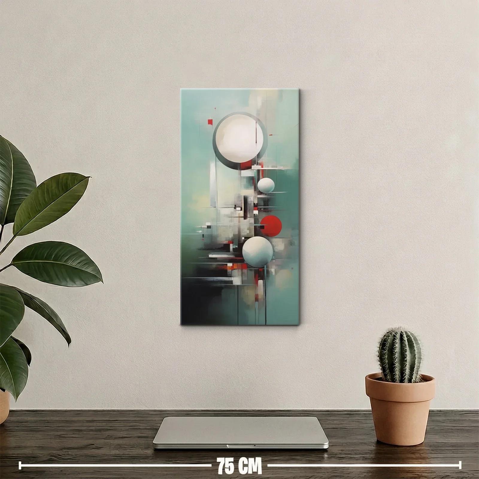 Cuadro abstracción geométrica con gran círculo claro — miniatura 2