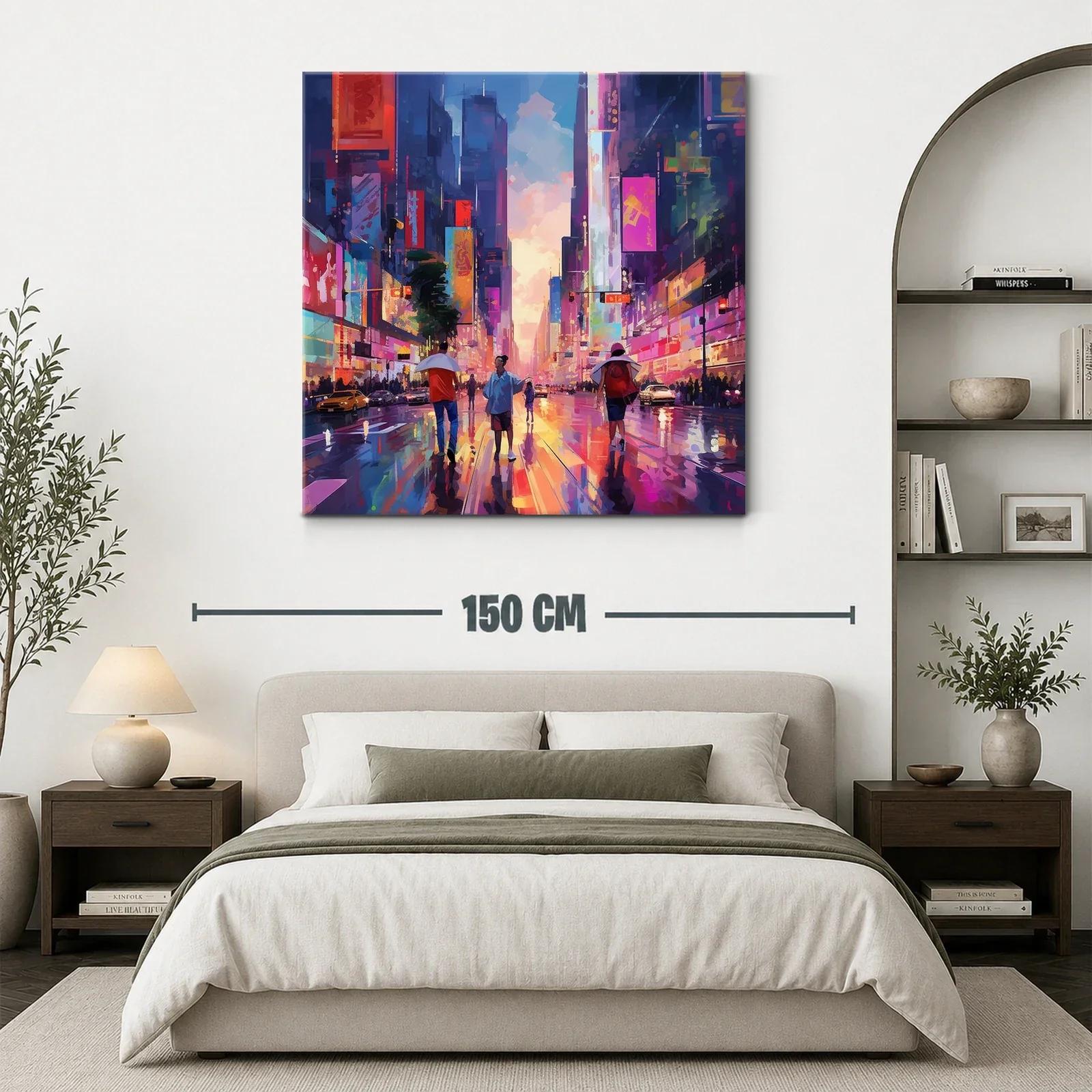 Atardecer vibrante en calle urbana con luces neón — miniatura 3