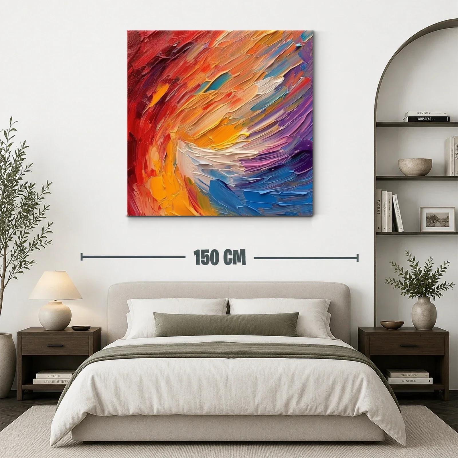 Cuadro abstracto enérgico con vibrantes tonos cálidos y fríos — miniatura 3