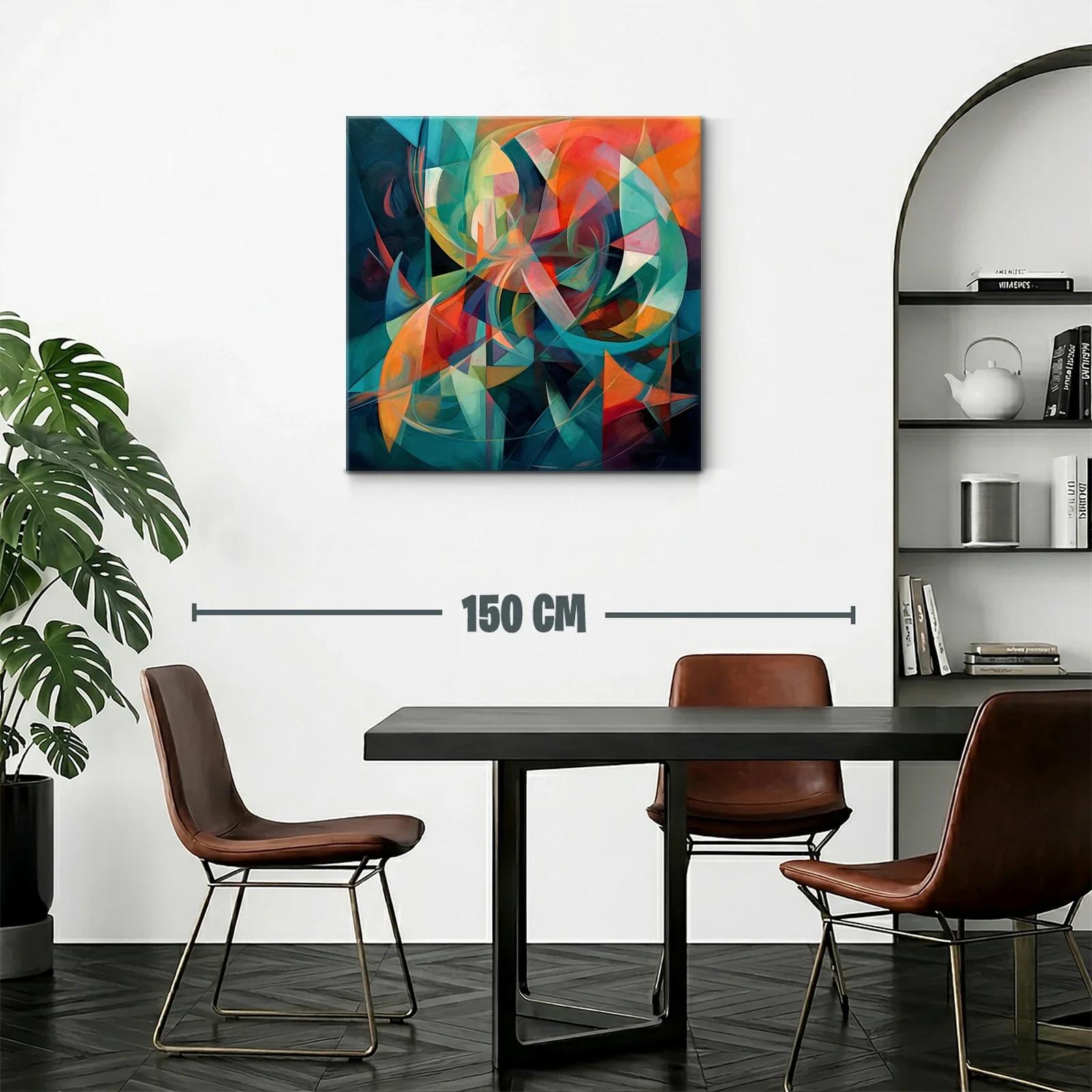 Composición abstracta en tonos cálidos y frescos vibrantes — miniatura 2