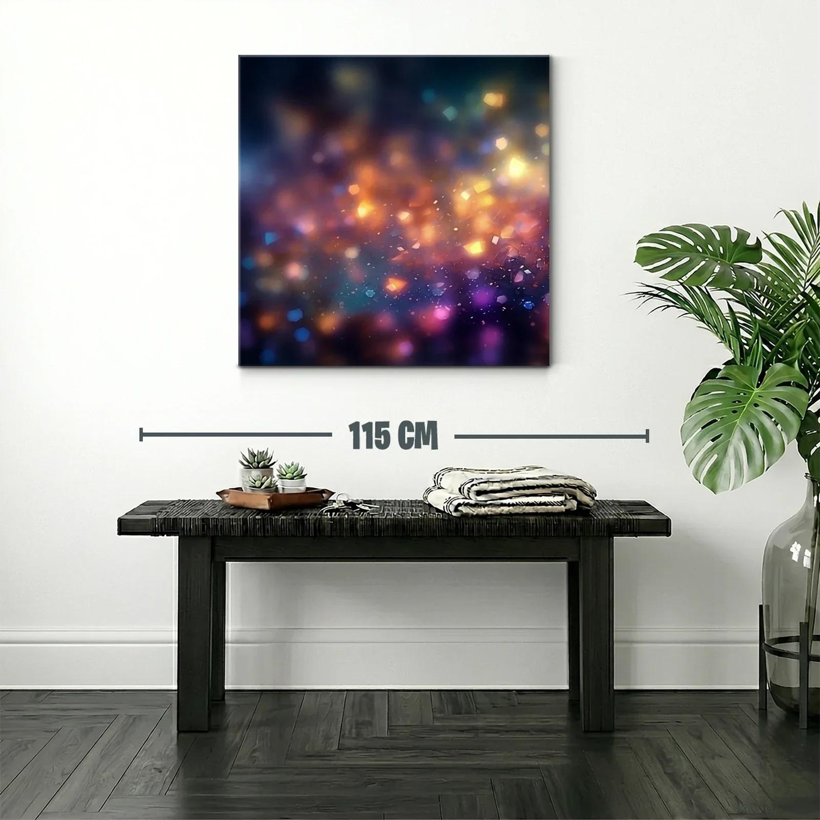 Cuadro abstracto luces difusas en tonos cálidos y fríos — miniatura 2
